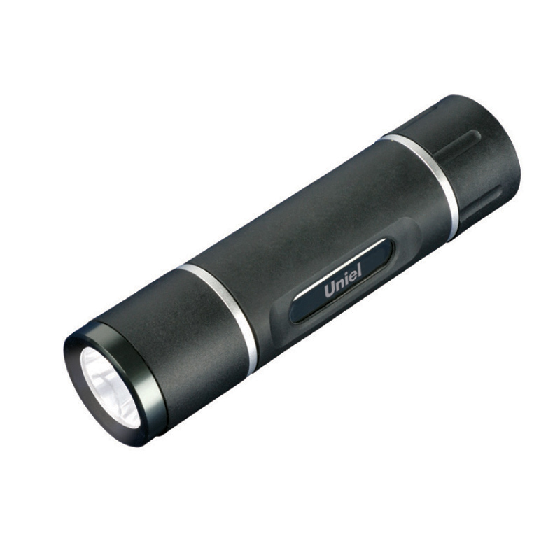 S-LD021-C Black Фонарь Uniel серии Стандарт Solid Grip. прорезиненный корпус. 1 W LED. упаковка кламшелл. 3хААА н-к. цвет черный