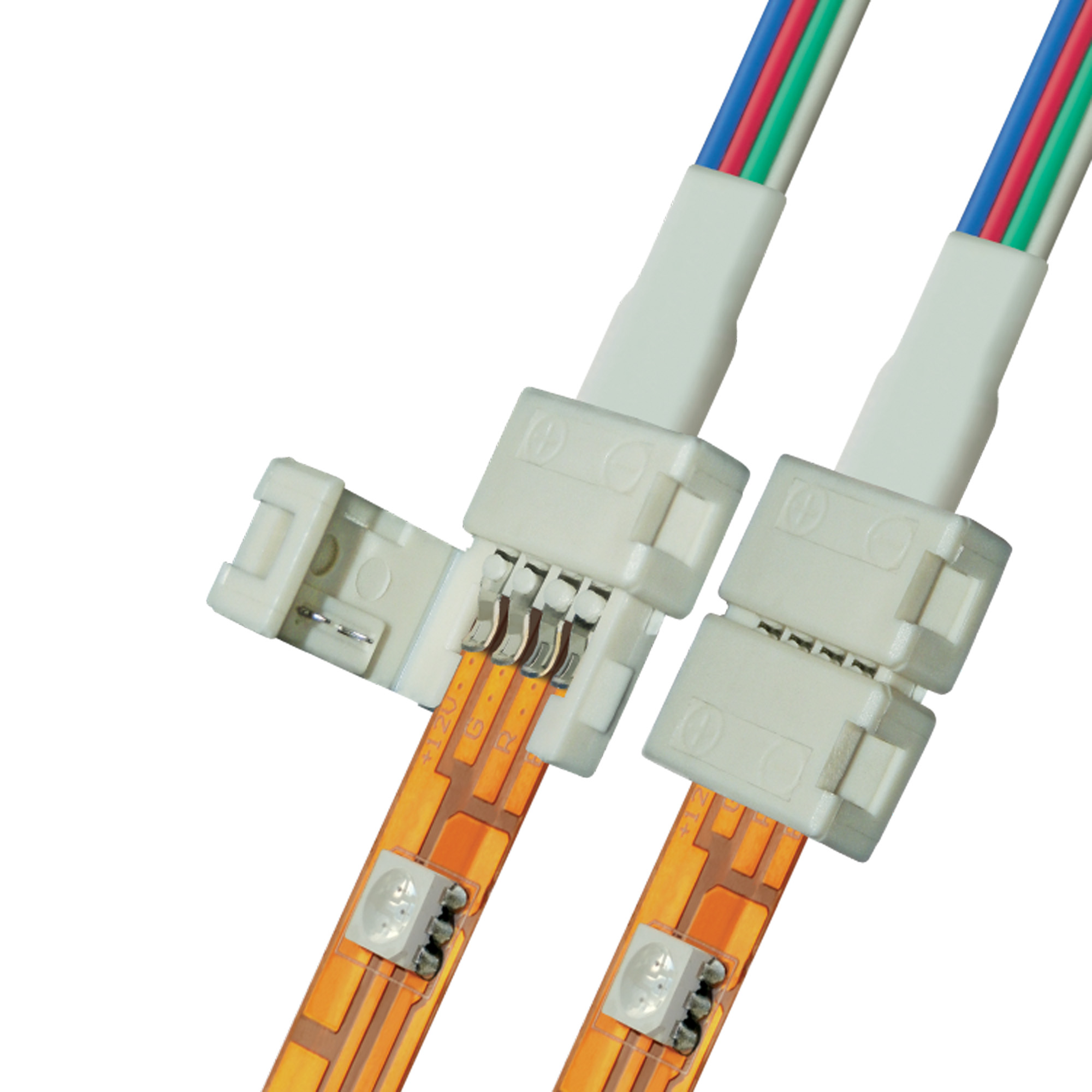 Коннектор провод для соединения светодиодных лент 5050 RGB с блоком питания. 4 контакта. IP20. цвет белый. 20 штук в пакете