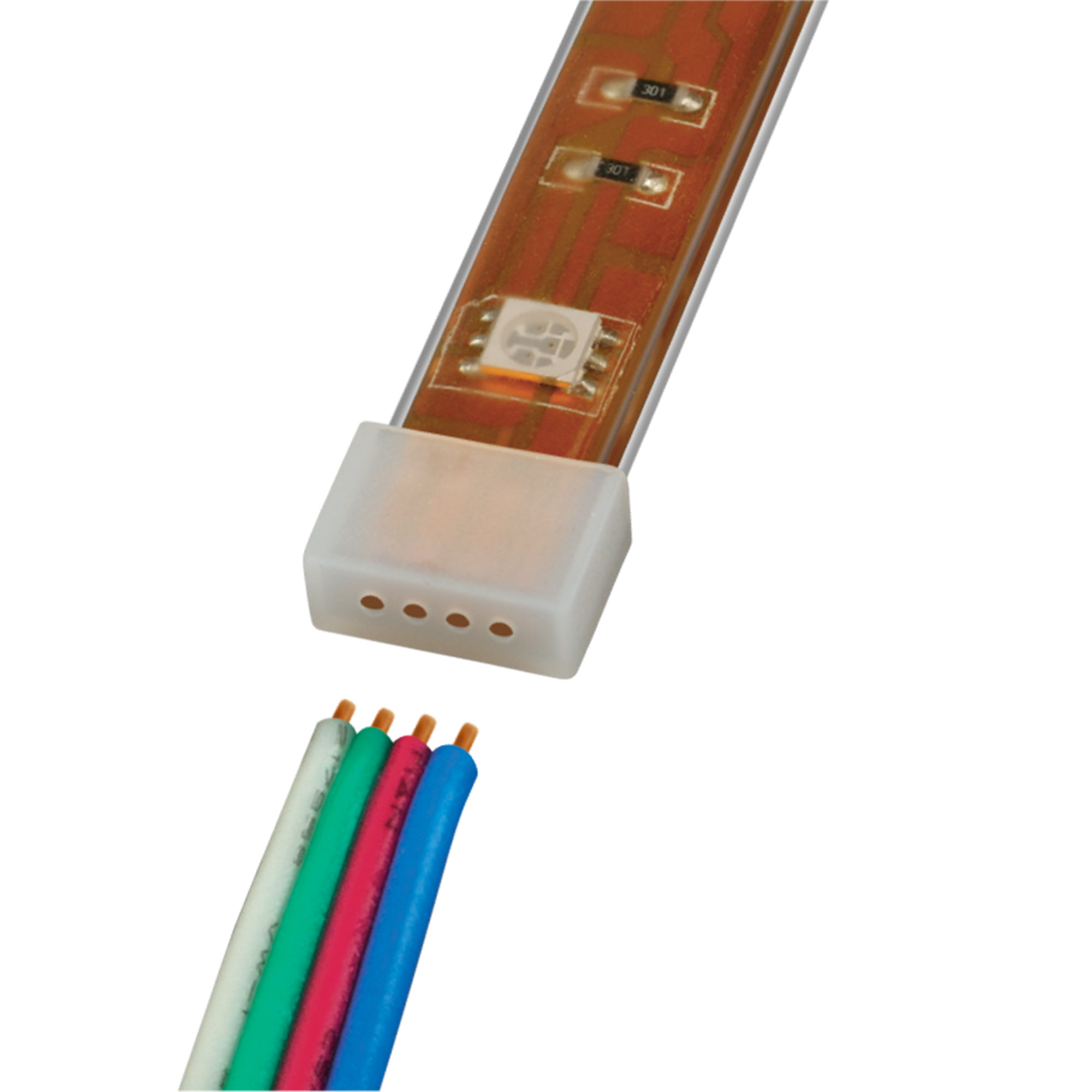 Изолирующий зажим для светодиодной ленты 5050. с 4 отверстиями для проводов. 10 мм. цвет белый. материал-силикон. 20 штук в пакете
