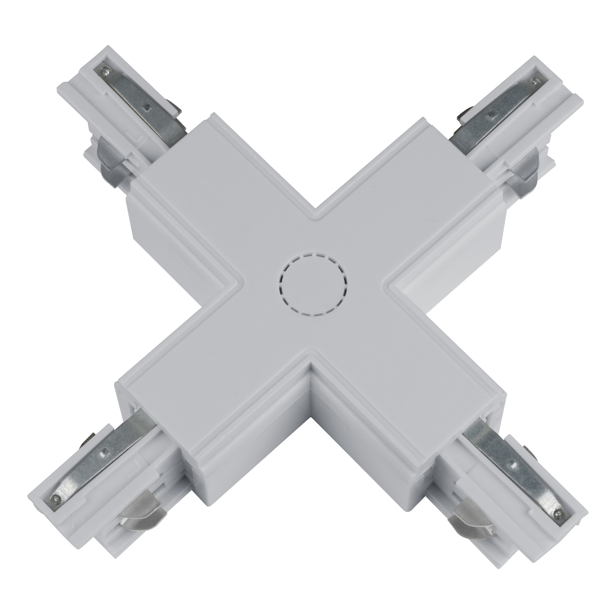 UBX-A41 SILVER 1 POLYBAG Соединитель для шинопроводов Х-образный. Цвет серебряный. Упаковка полиэтиленовый пакет.