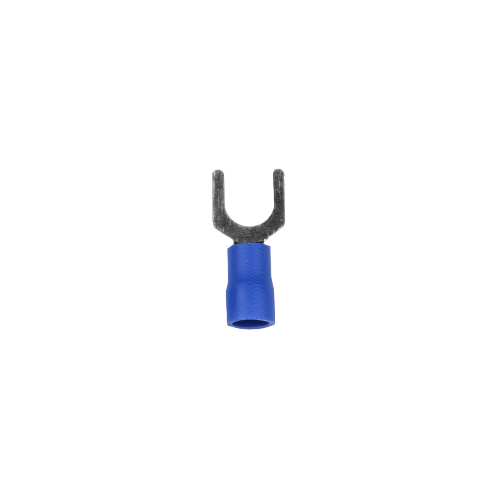 UTC-U-6 B1 BLUE 100 POLYBAG Клемма вилочная изолированная тип U под винт М6. Диапазон сечения присоединяемого провода 1.5 2.5 кв.мм. Способ присоединения обжимка инструментом. Цвет синий. Упаковка 100 шт в пакете.