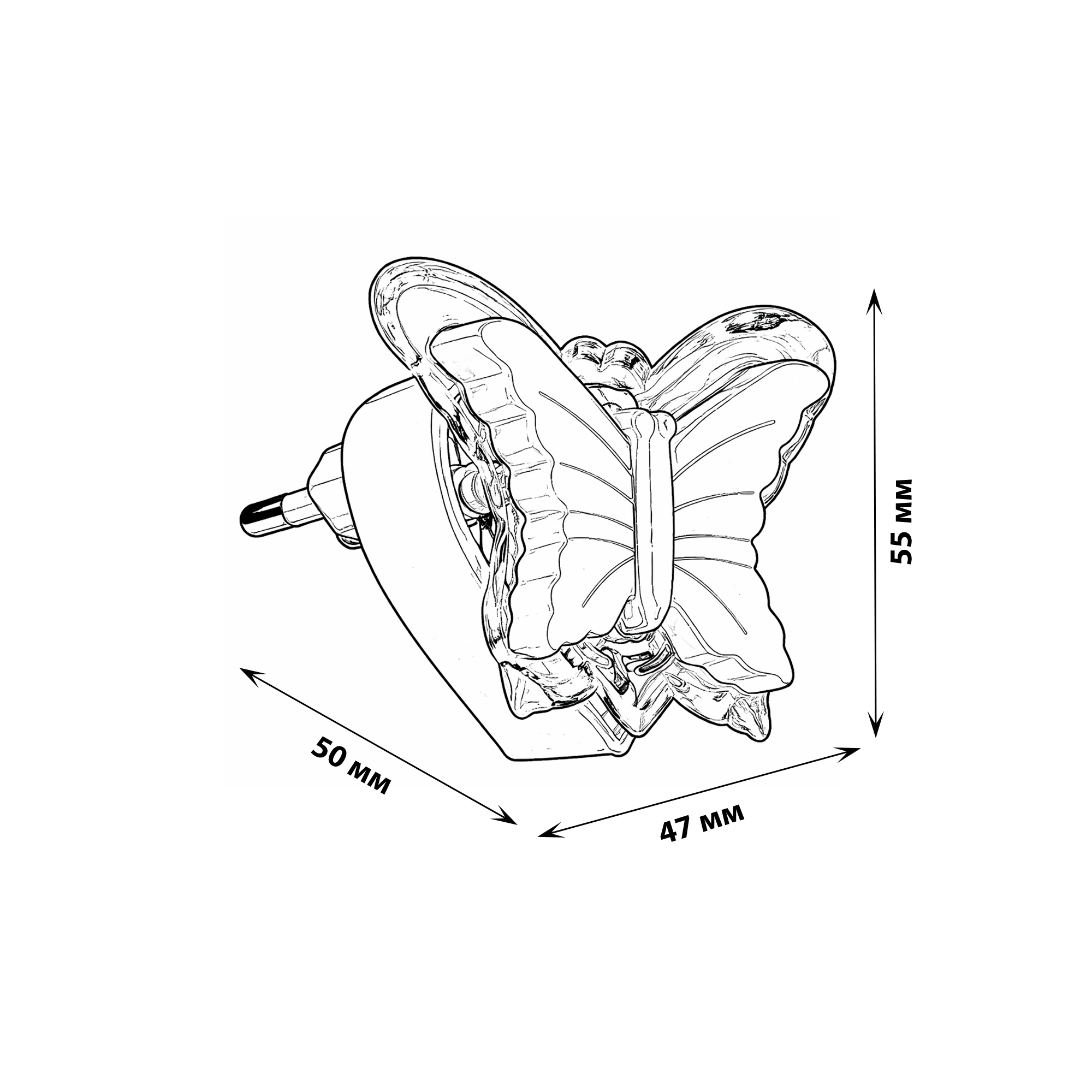 DTL-308-Бабочка-RGB-3LED-0.5W Светильник-ночник. Без выключателя. Блистер