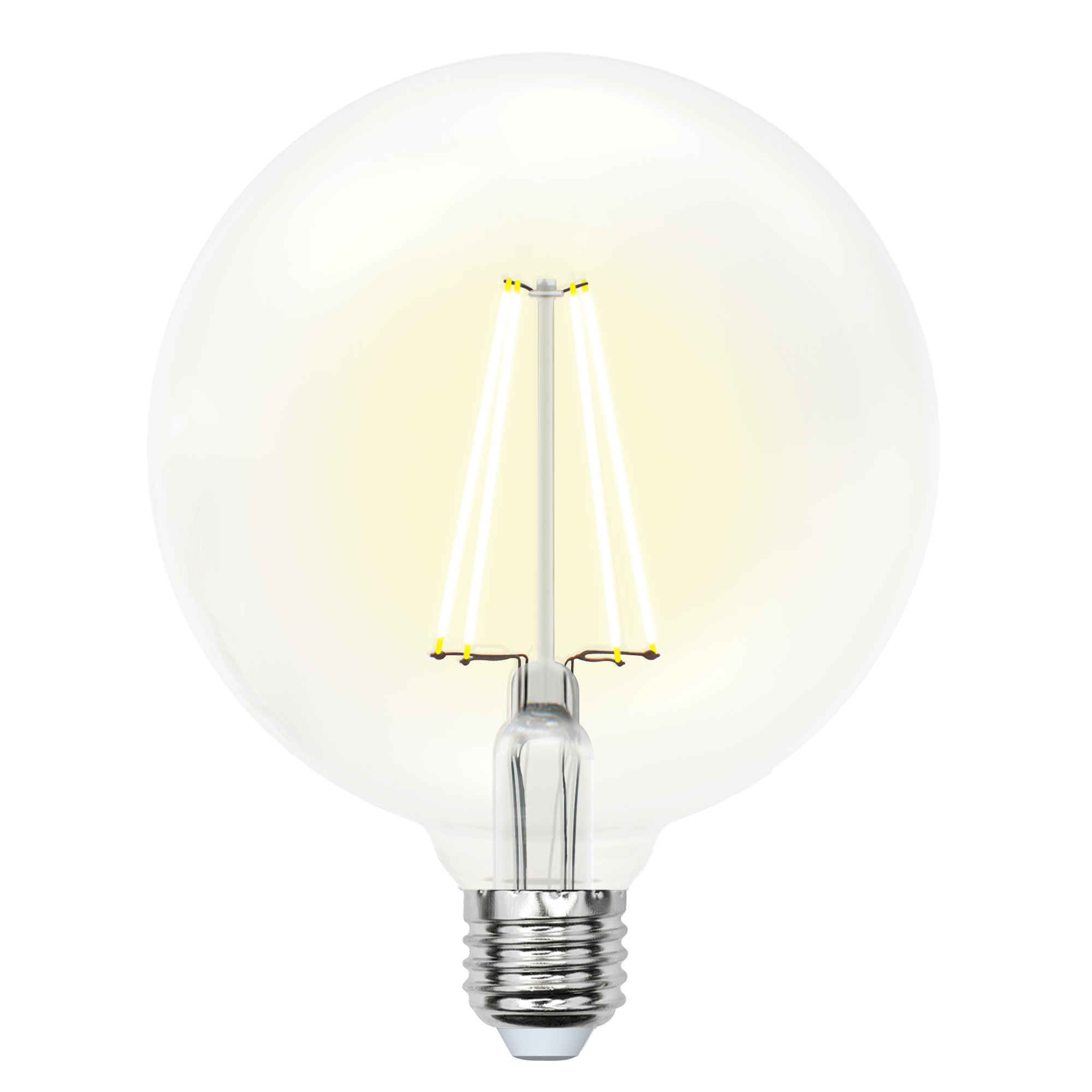 LED-G125-10W-WW-E27-CL PLS02WH Лампа светодиодная. Форма шар. прозрачная колба. Цвет свечения теплый белый. Серия Sky. Упаковка картон. ТМ Uniel