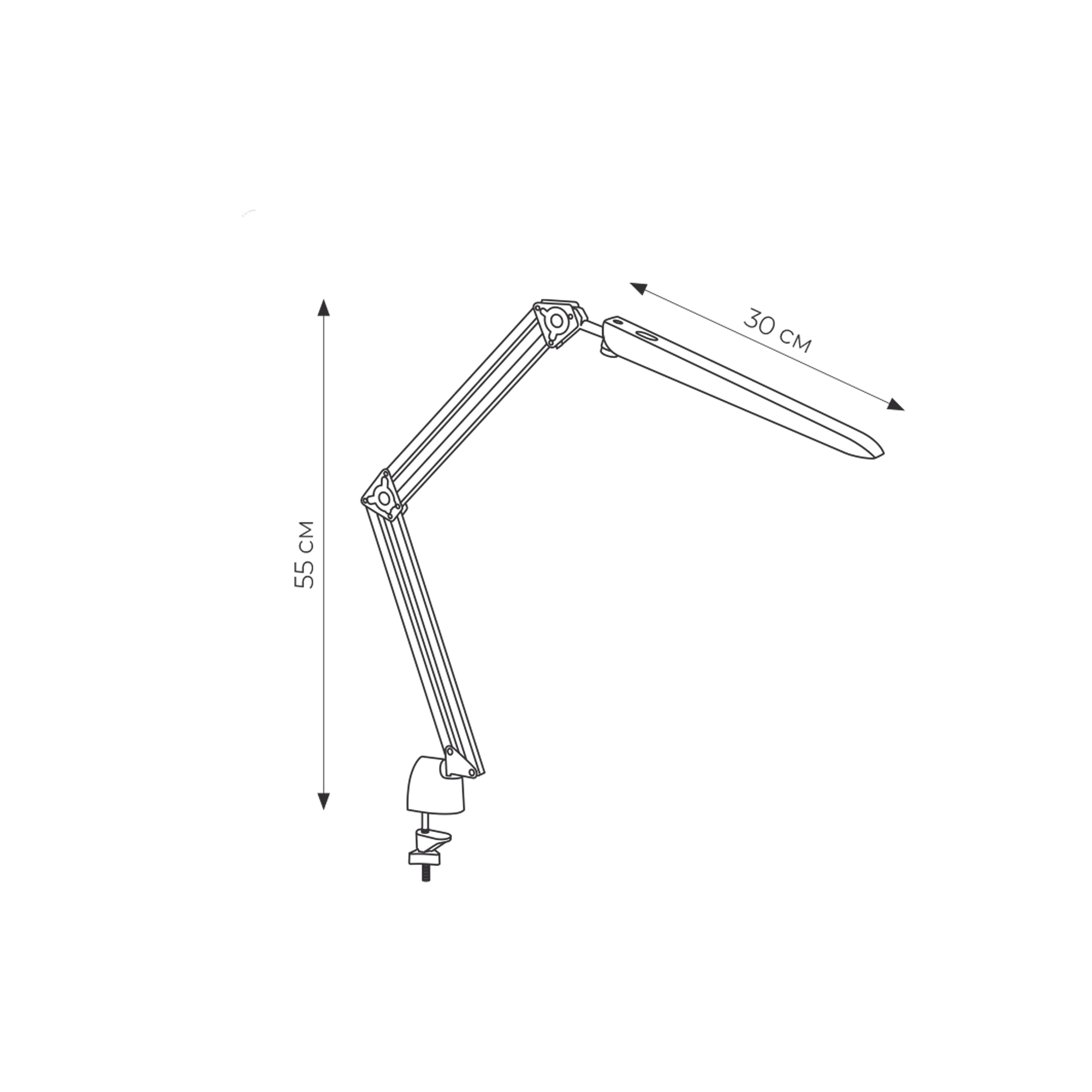 TLD-524 Black-8W-Светильник настольный на струбцине-LED-500Lm-4500K-Dimmer-Цвет-черный