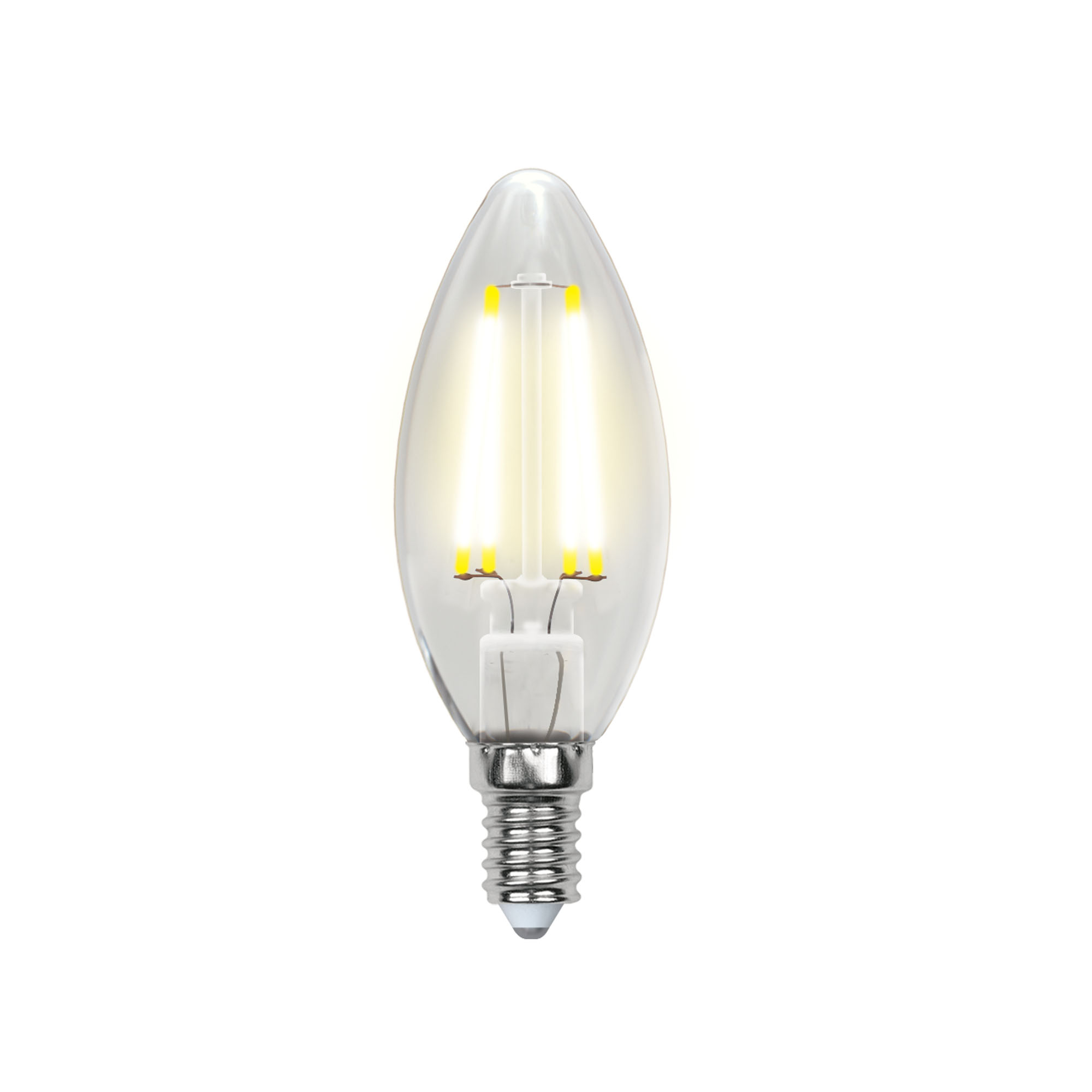 LED-C35-6W-WW-E14-CL PLS02WH Лампа светодиодная. Форма свеча. прозрачная колба. Материал корпуса пластик. Цвет свечения теплый белый. Серия Sky. Упаковка картон. ТМ Uniel