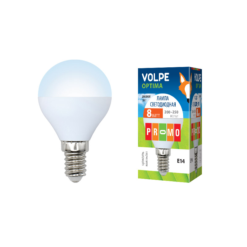 Volpe LED-G45-8W/DW/E14/FR/O картон