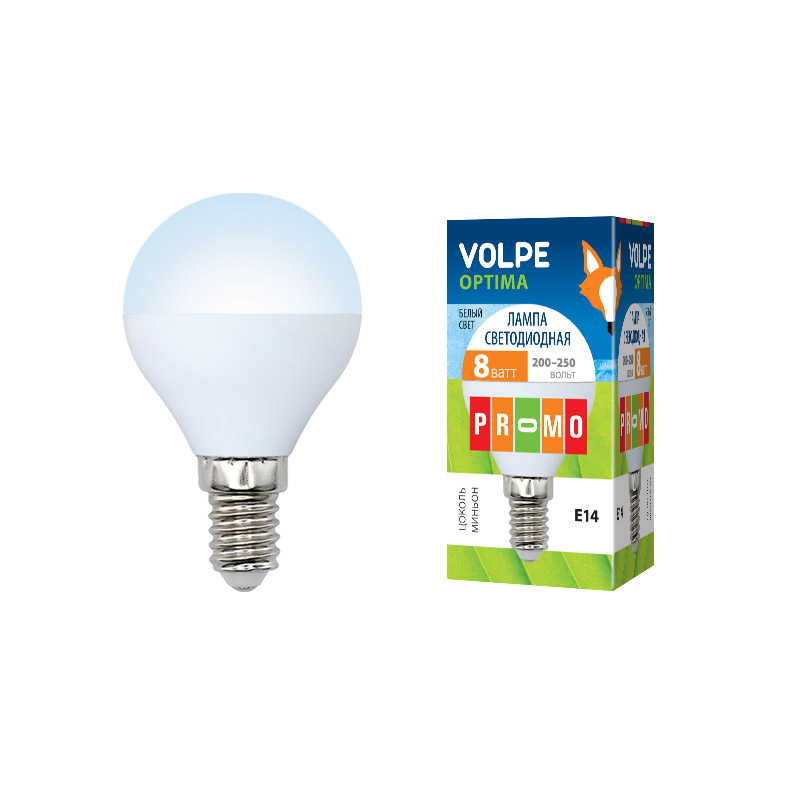 Volpe LED-G45-8W/NW/E14/FR/O картон
