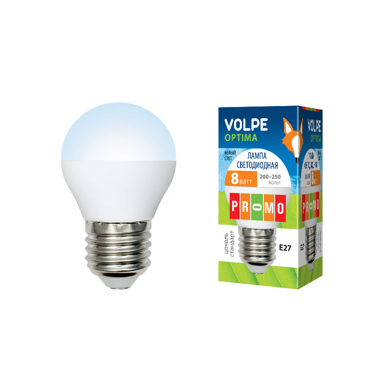 Volpe LED-G45-8W/NW/E27/FR/O картон