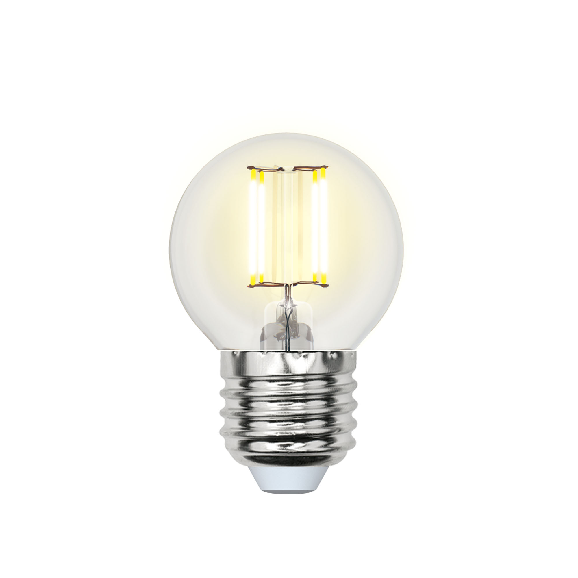 LED-G45-6W-WW-E27-CL GLA01TR Лампа светодиодная. Форма шар. прозрачная. Серия Air. Теплый белый свет 3000K. Картон. ТМ Uniel