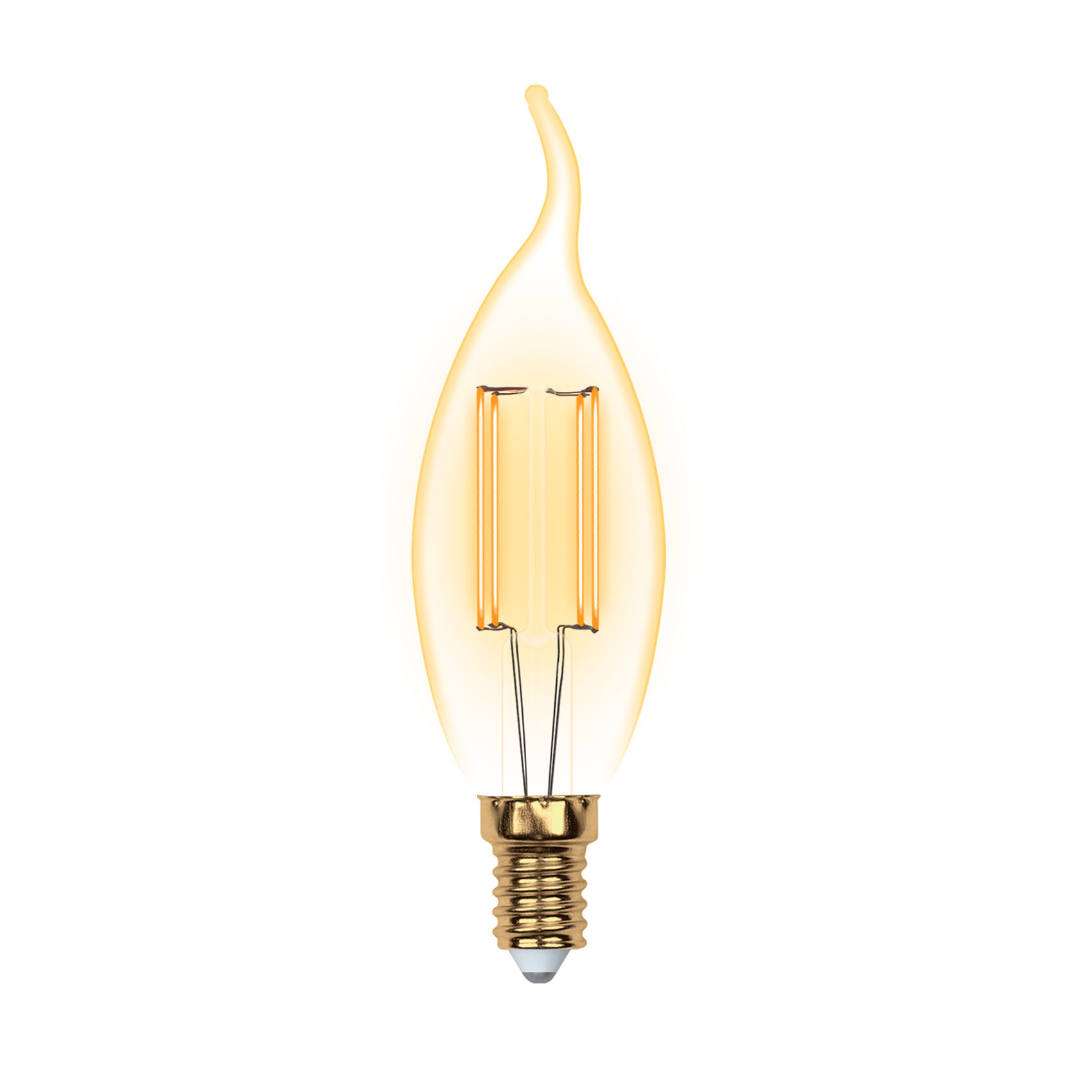 LED-CW35-5W-GOLDEN-E14 GLV21GO Лампа светодиодная Vintage. Форма свеча на ветру. золотистая колба. Картон. ТМ Uniel