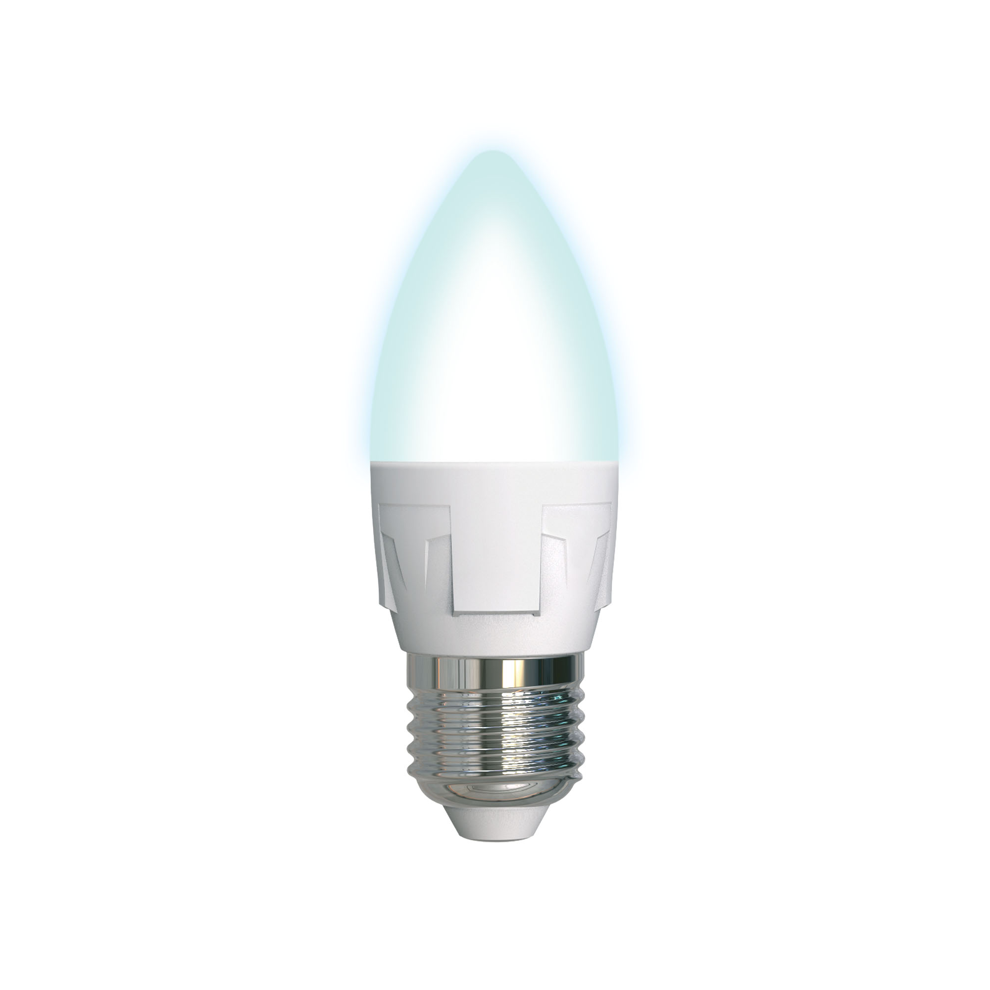 LED-C37 7W-NW-E27-FR PLP01WH Лампа светодиодная. Форма свеча. матовая. Серия ЯРКАЯ. Белый свет 4000K. Картон. ТМ Uniel