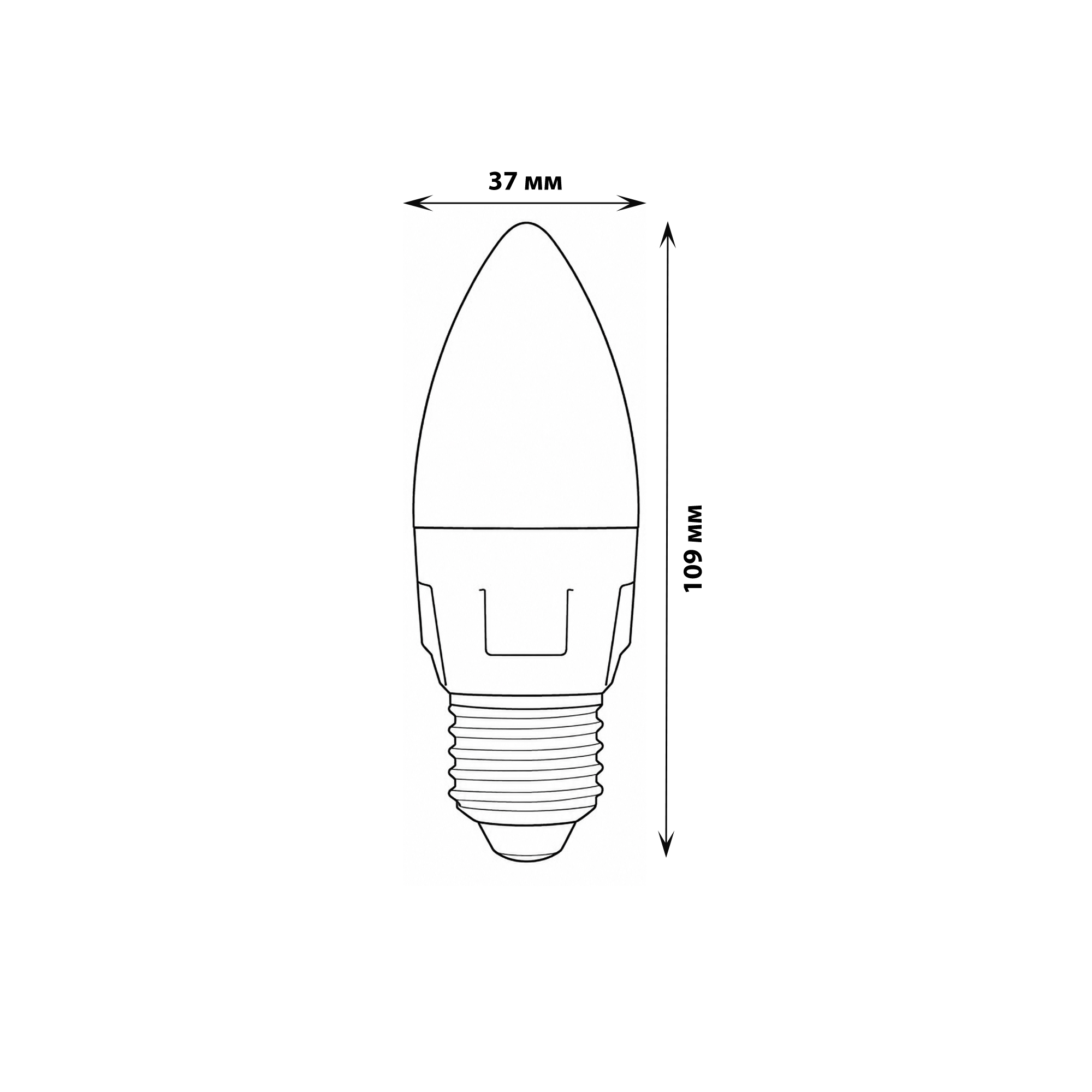 LED-C37 7W-NW-E27-FR PLP01WH Лампа светодиодная. Форма свеча. матовая. Серия ЯРКАЯ. Белый свет 4000K. Картон. ТМ Uniel
