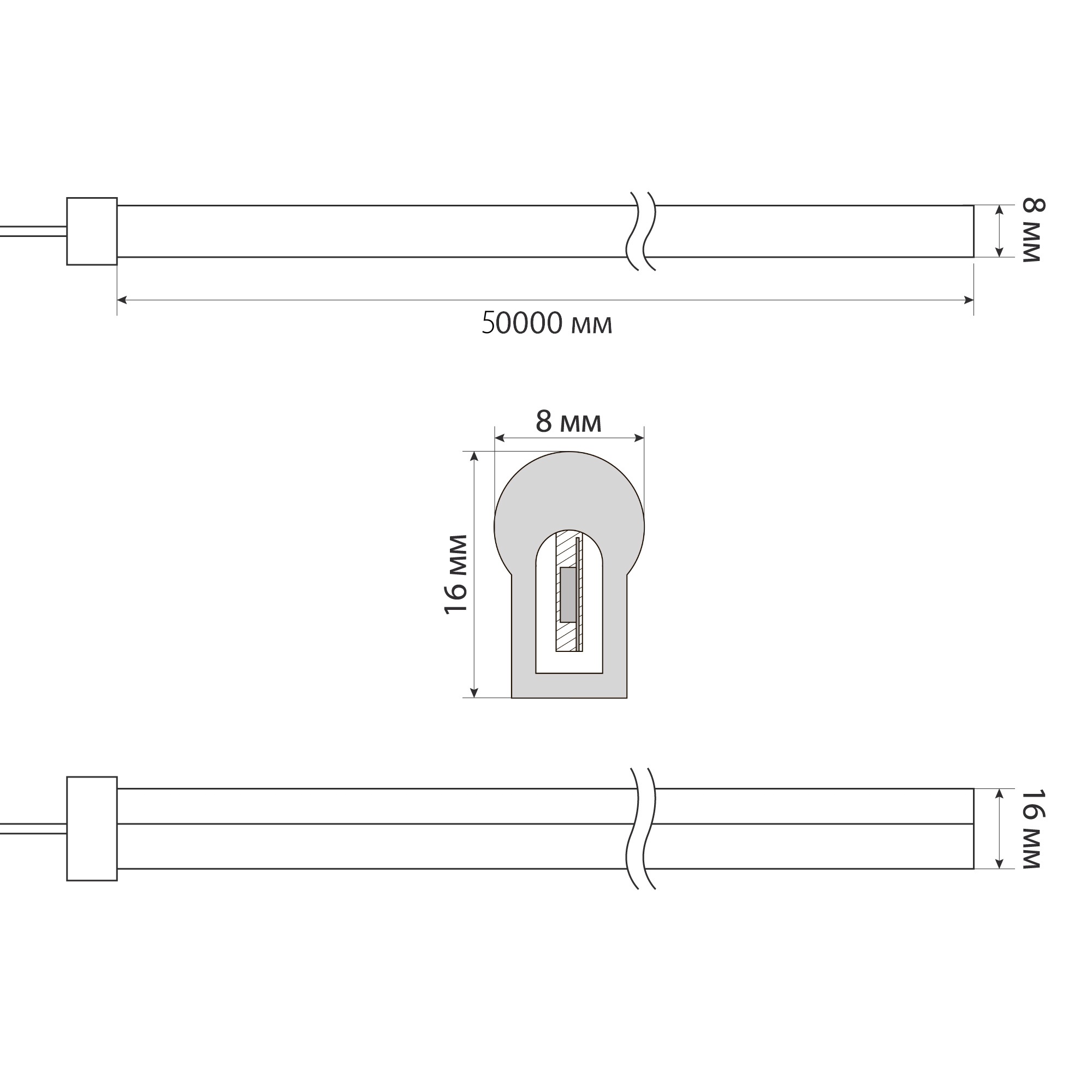 ULS-N21-2835-120LED-m-8mm-IP67-220V-8W-m-50M-RED Светодиодная гибкая герметичная лента. NEON. Бобина 50 м. Красный свет. TM Uniel.