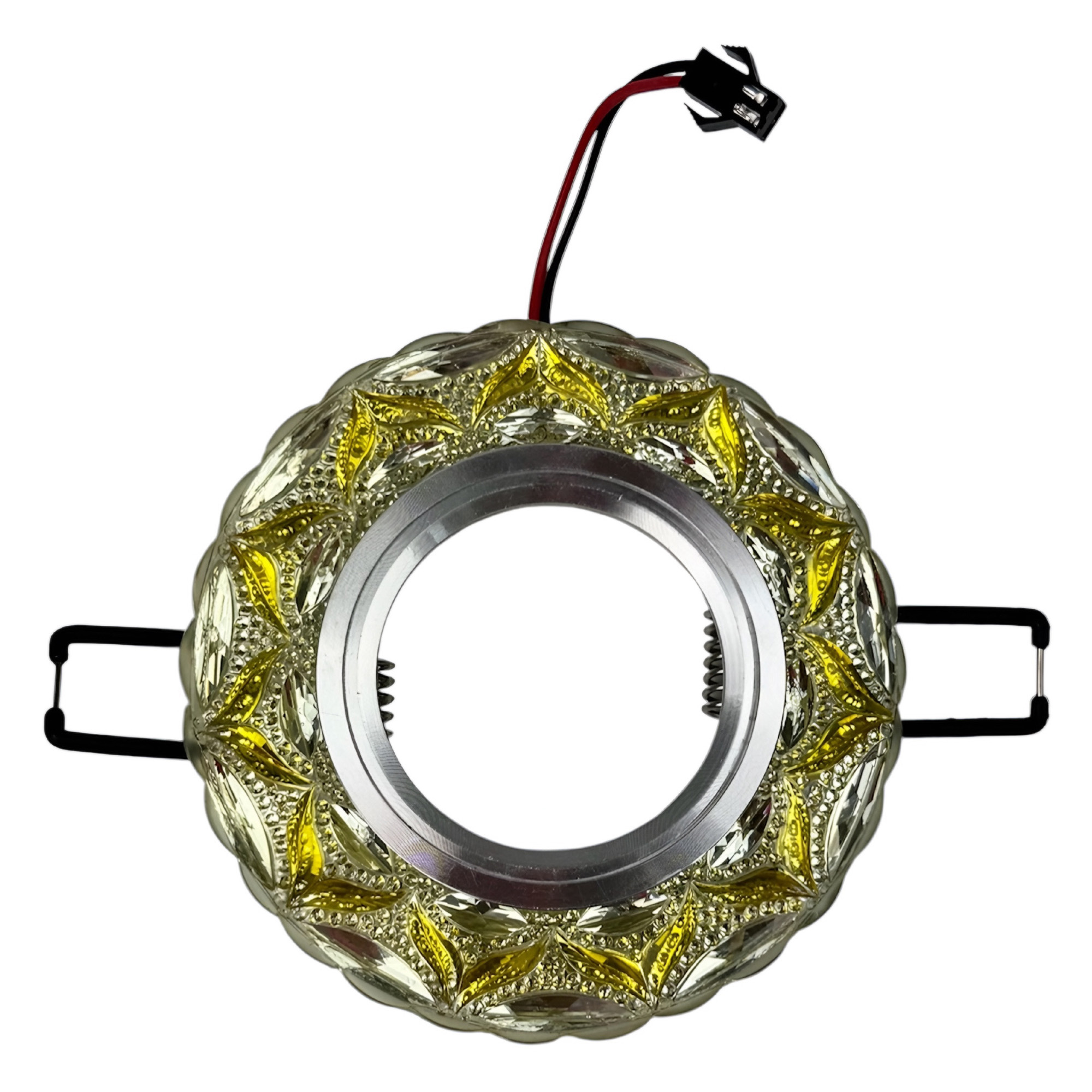 DLS-L149 GU5.3 GLASSY-LIGHT GOLD Светильник декоративный встраиваемый. серия Luciole. Без лампы. GU5.3. Доп. светодиодная подсветка 3Вт. Стекло. Зеркальный-прозрачный+светло-желтый. ТМ Fametto