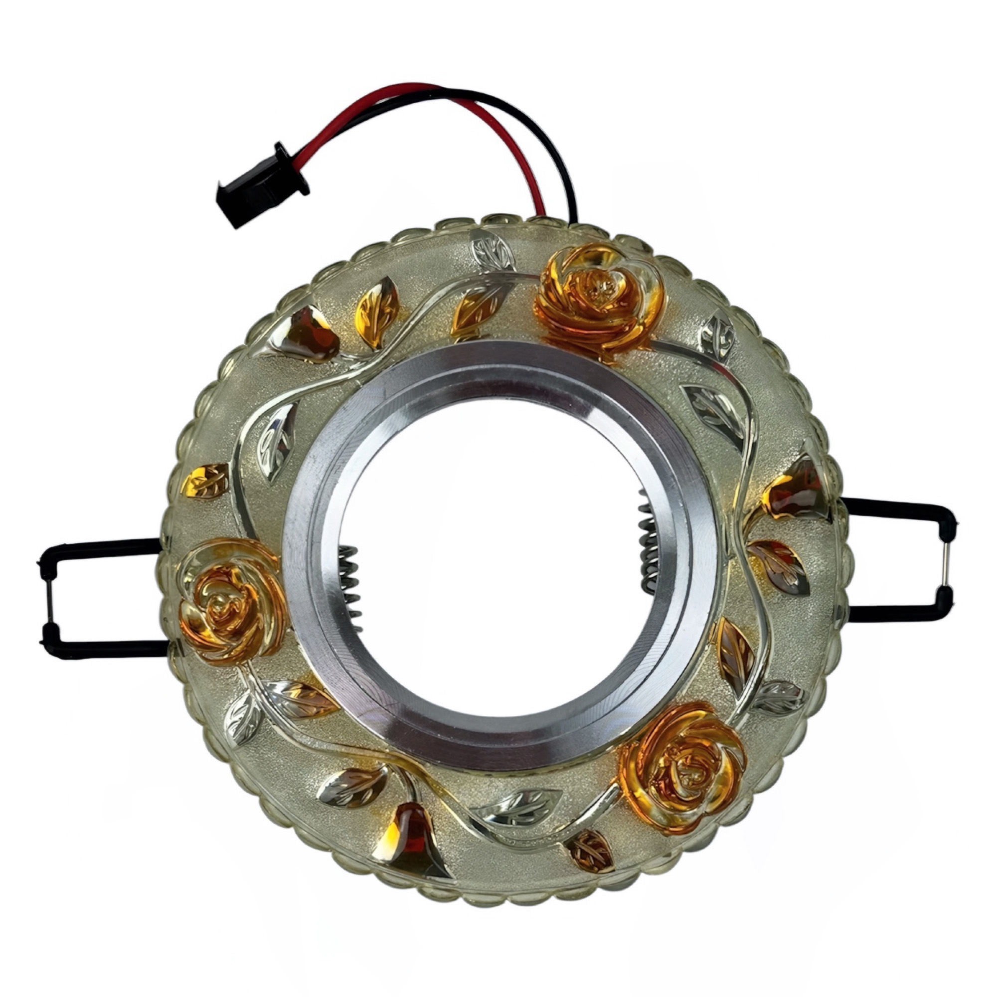 DLS-L150 GU5.3 GLASSY-GOLD Светильник декоративный встраиваемый. серия Luciole. Без лампы. цоколь GU5.3. Доп. светодиодная подсветка 3Вт. Стекло. Зеркальный-светло-коричневый. ТМ Fametto