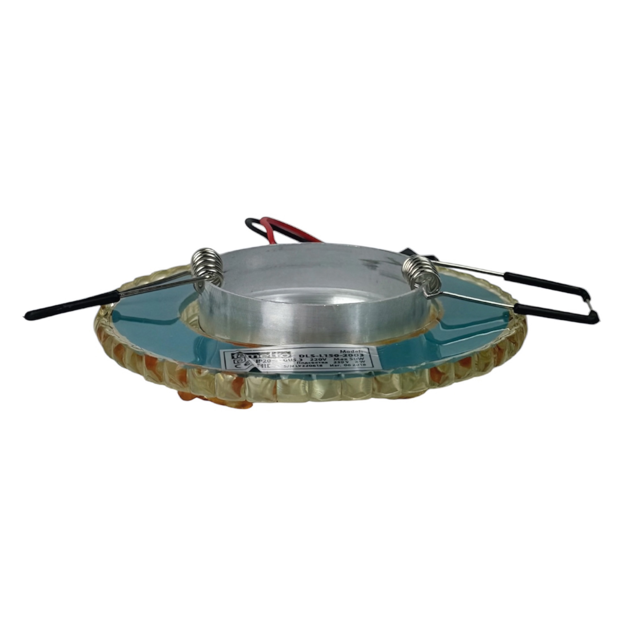 DLS-L150 GU5.3 GLASSY-GOLD Светильник декоративный встраиваемый. серия Luciole. Без лампы. цоколь GU5.3. Доп. светодиодная подсветка 3Вт. Стекло. Зеркальный-светло-коричневый. ТМ Fametto