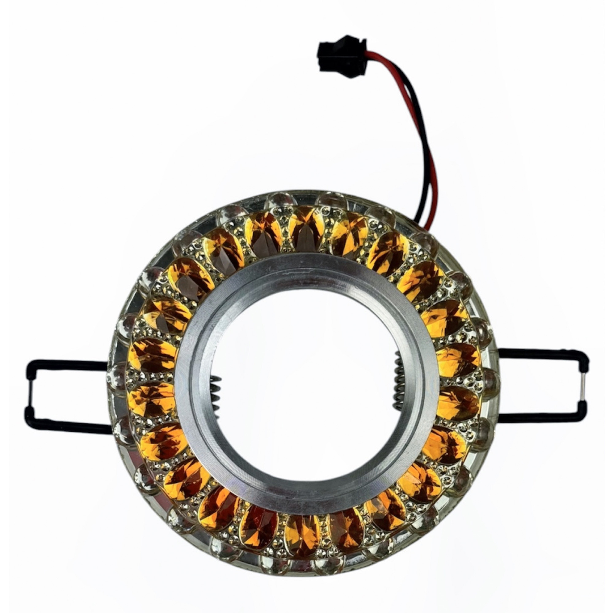 DLS-L151 GU5.3 GLASSY-GOLD Светильник декоративный встраиваемый. серия Luciole. Без лампы. GU5.3. Доп. светодиодная подсветка 3Вт. Стекло. Зеркальный-прозрачный+светло-коричневый. ТМ Fametto