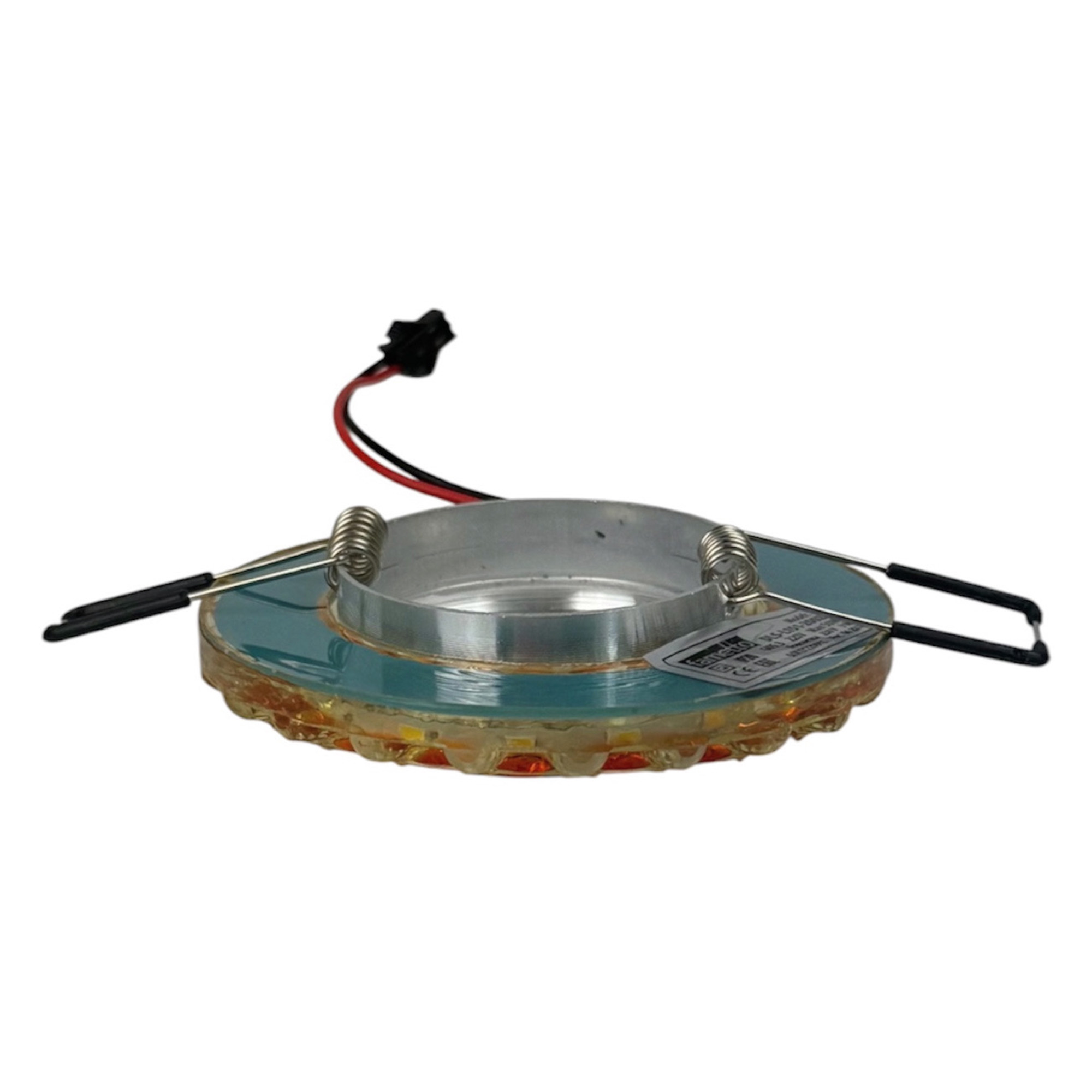 DLS-L151 GU5.3 GLASSY-GOLD Светильник декоративный встраиваемый. серия Luciole. Без лампы. GU5.3. Доп. светодиодная подсветка 3Вт. Стекло. Зеркальный-прозрачный+светло-коричневый. ТМ Fametto