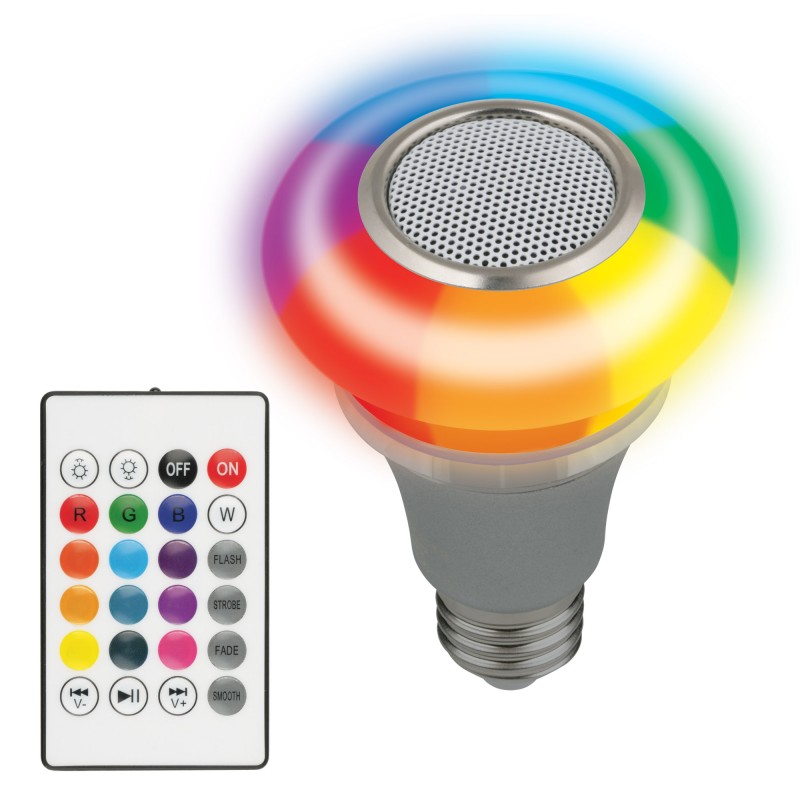ULI-Q340 5W-RGB-E27 SILVER Светодиодный светильник Диско. с динамиком и Bluetooth. 220В. Серебристый. ТМ Volpe