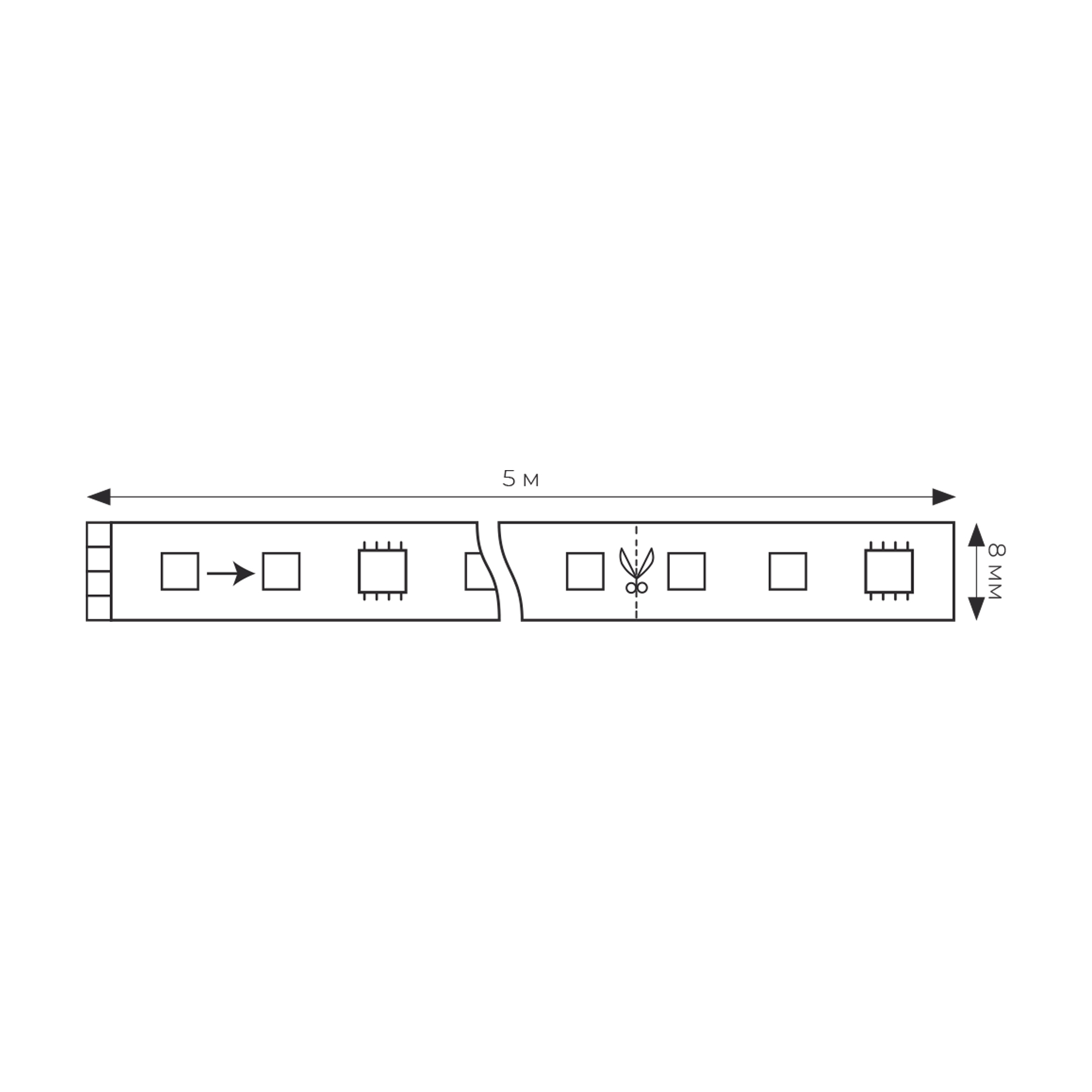 ULS-M11-2835-60LED-m-8mm-IP20-DC12V-4.8W-m-5M-GREEN PROFI Гибкая светодиодная лента на самоклеящейся основе. Катушка 5м. в герметичной упаковке. Зеленый свет. ТМ Uniel.