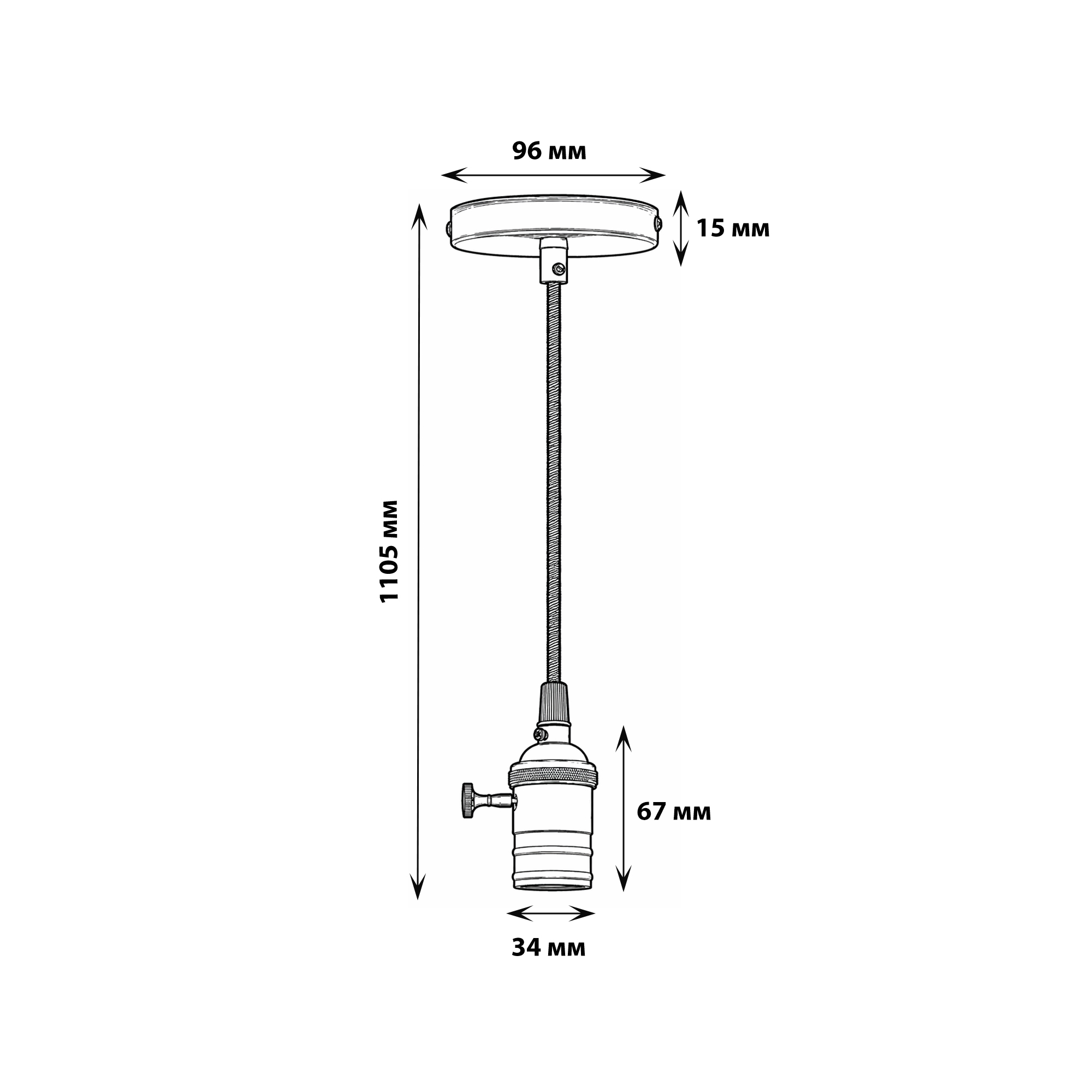 DLC-V-S24K-E27 TS-1M-BL PEARL BLACK Патрон декоративный. серия Vintage. с проводом 1м и креплением. Выключатель поворотный. Материал алюминий. Цвет черный жемчуг. ТМ Uniel.