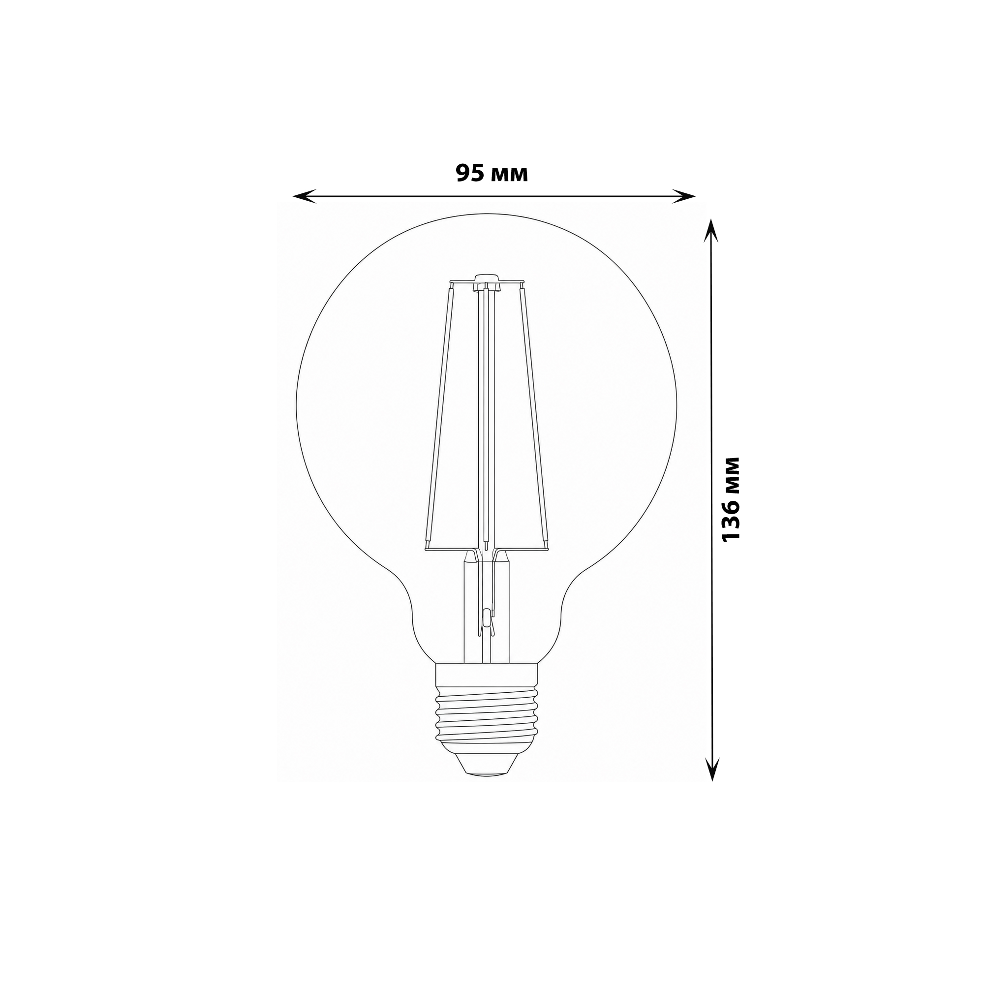 LED-G95-15W-4000K-E27-CL PLS02WH Лампа светодиодная. Форма шар. прозрачная. Серия Sky. Белый свет 4000K. Картон. ТМ Uniel.