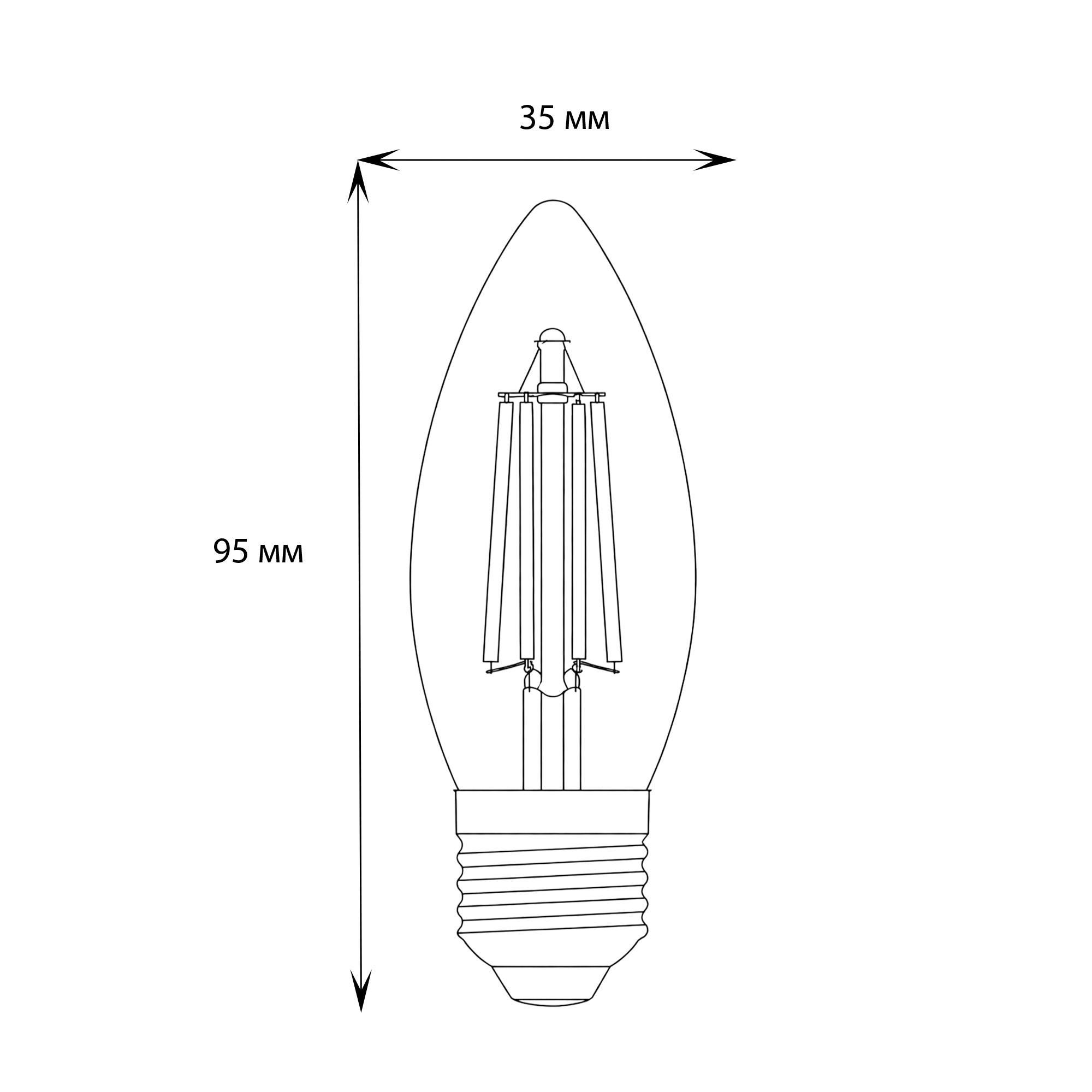 LED-C35-11W-4000K-E27-CL PLS02WH Лампа светодиодная. Форма свеча. прозрачная. Серия Sky. Белый свет 4000К. Картон. ТМ Uniel.