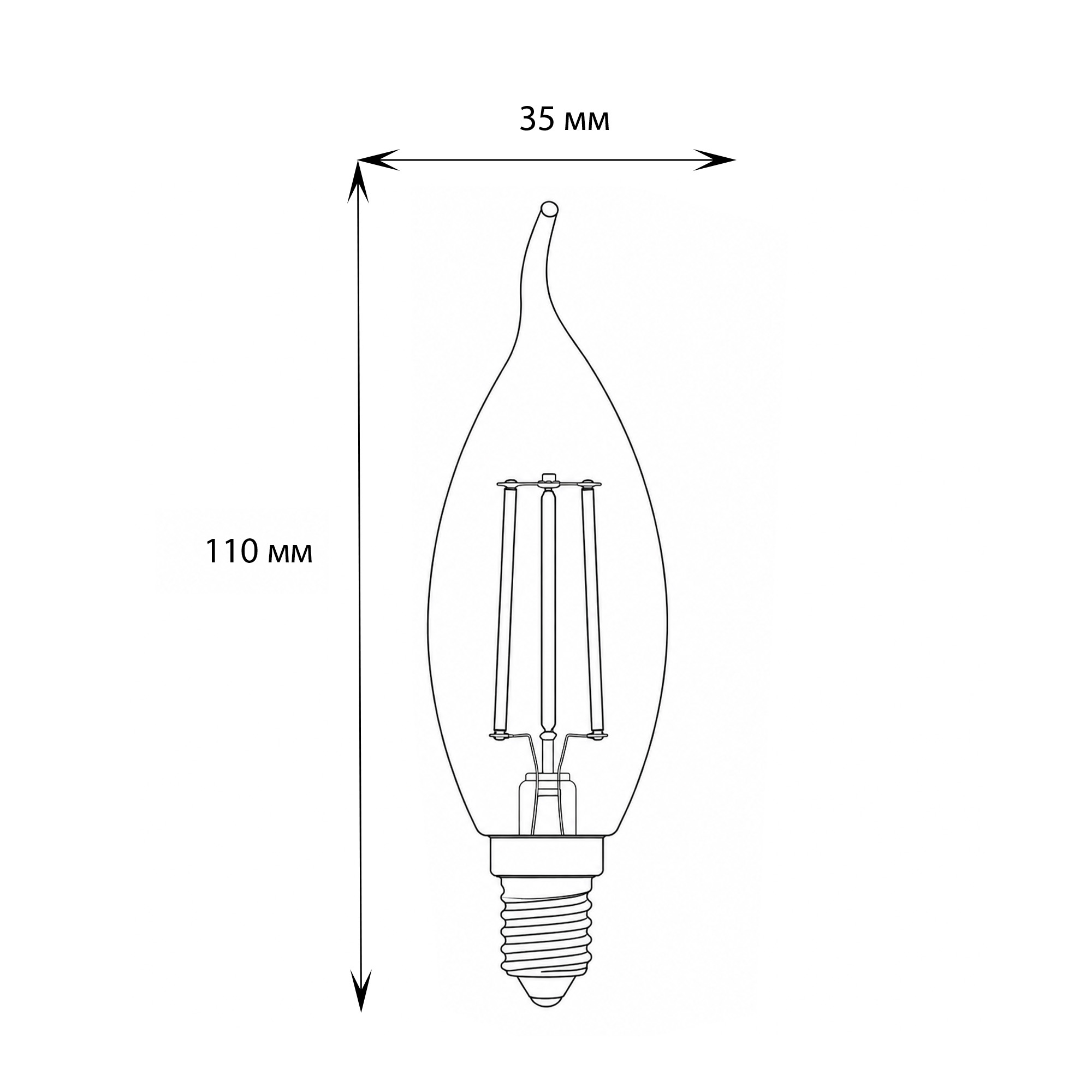 LED-CW35-9W-4000K-E14-CL PLS02WH Лампа светодиодная. Форма свеча на ветру. прозрачная. Серия Sky. Белый свет 4000К. Картон. ТМ Uniel.
