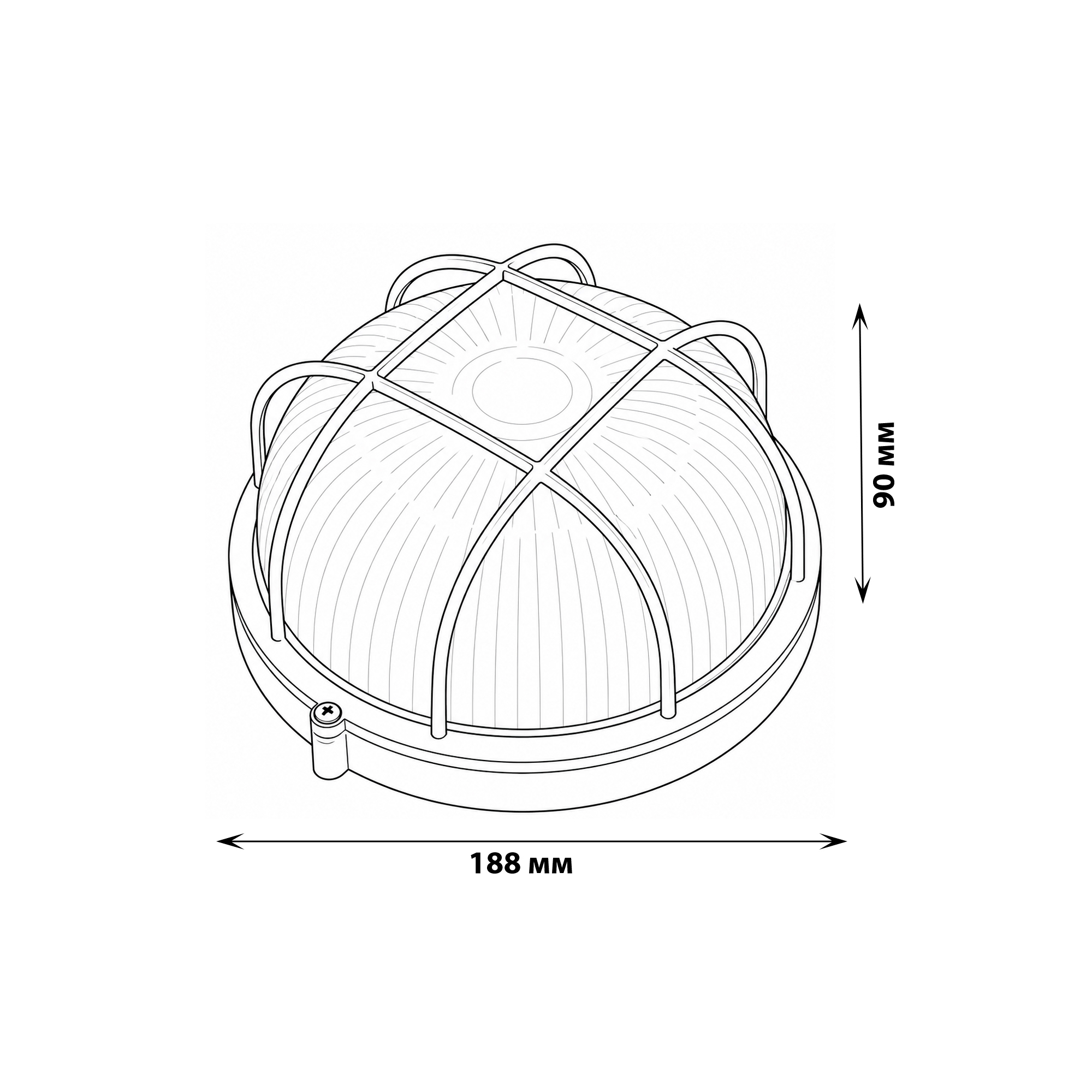 ULW-K22B 12W-6000K IP54 WHITE Светильник светодиодный влагозащищенный. Круг с решеткой. Дневной белый свет 6000K. 1200Лм. Диаметр 188мм. Корпус белый. ТМ Uniel.