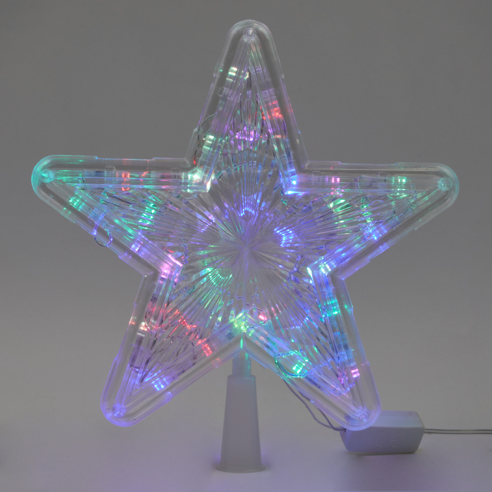 ULD-H2222-030-DTA MULTI STAR-1 Украшение светодиодное для ёлки Звезда-1. 22 см. 30 светодиодов. Разноцветный свет. Прозрачный провод. TM Uniel.