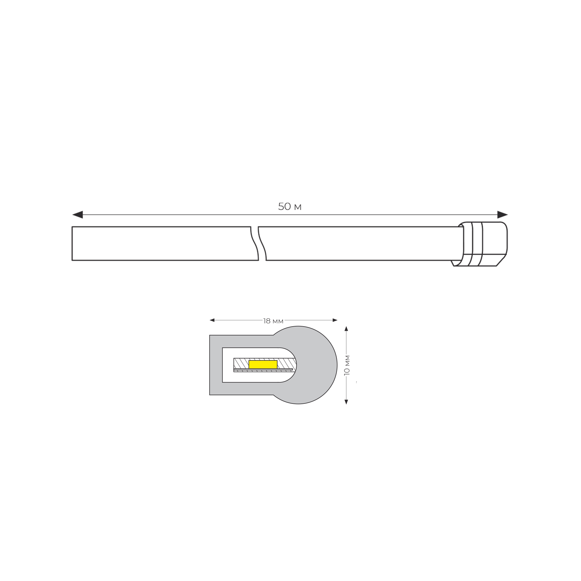 ULS-N22-5050-80LED-m-8mm-IP67-220V-10W-m-50M-RGB Светодиодная гибкая герметичная лента. NEON. Бобина 50 м. RGB. TM Uniel.