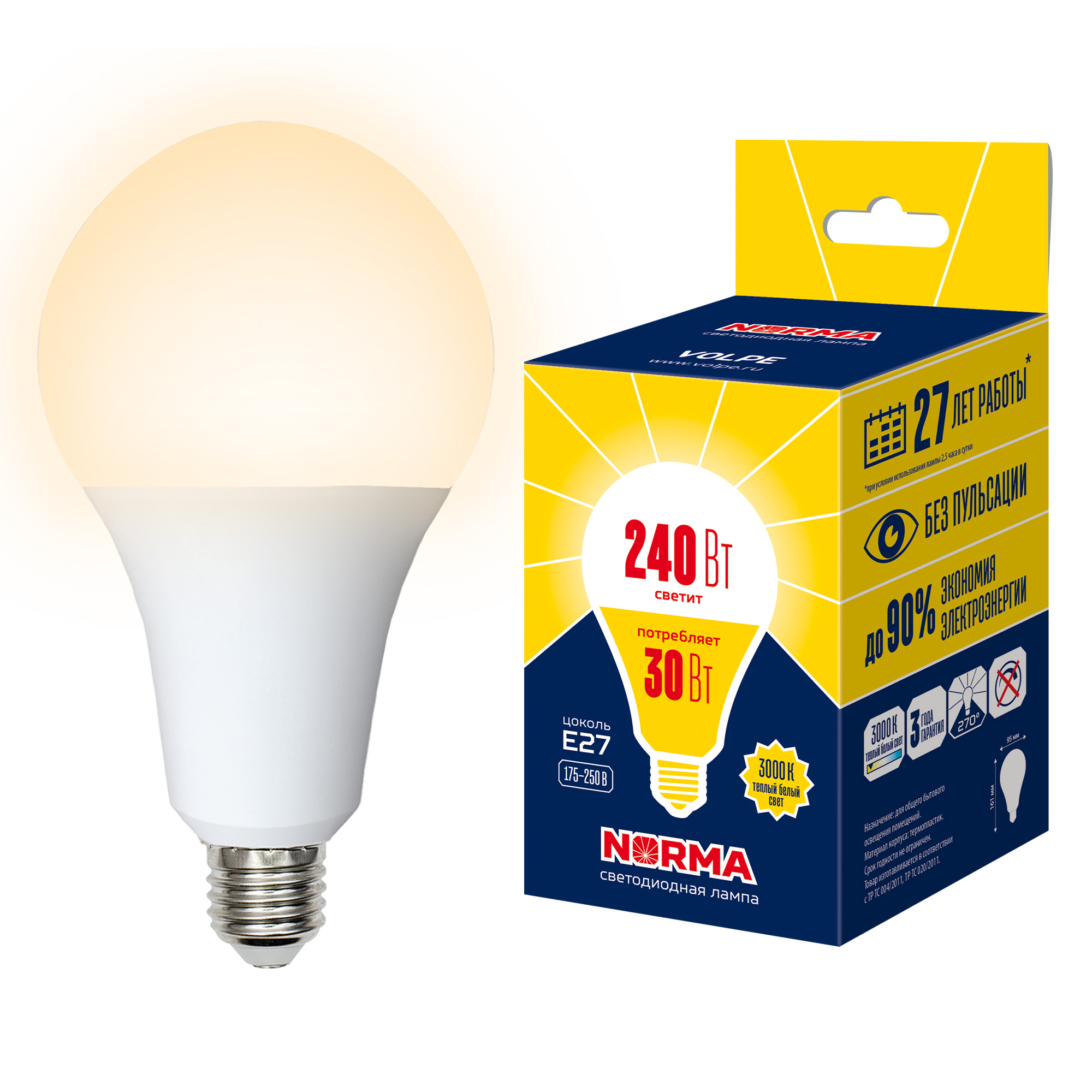 LED-A95-30W/3000K/E27/FR/NR картон