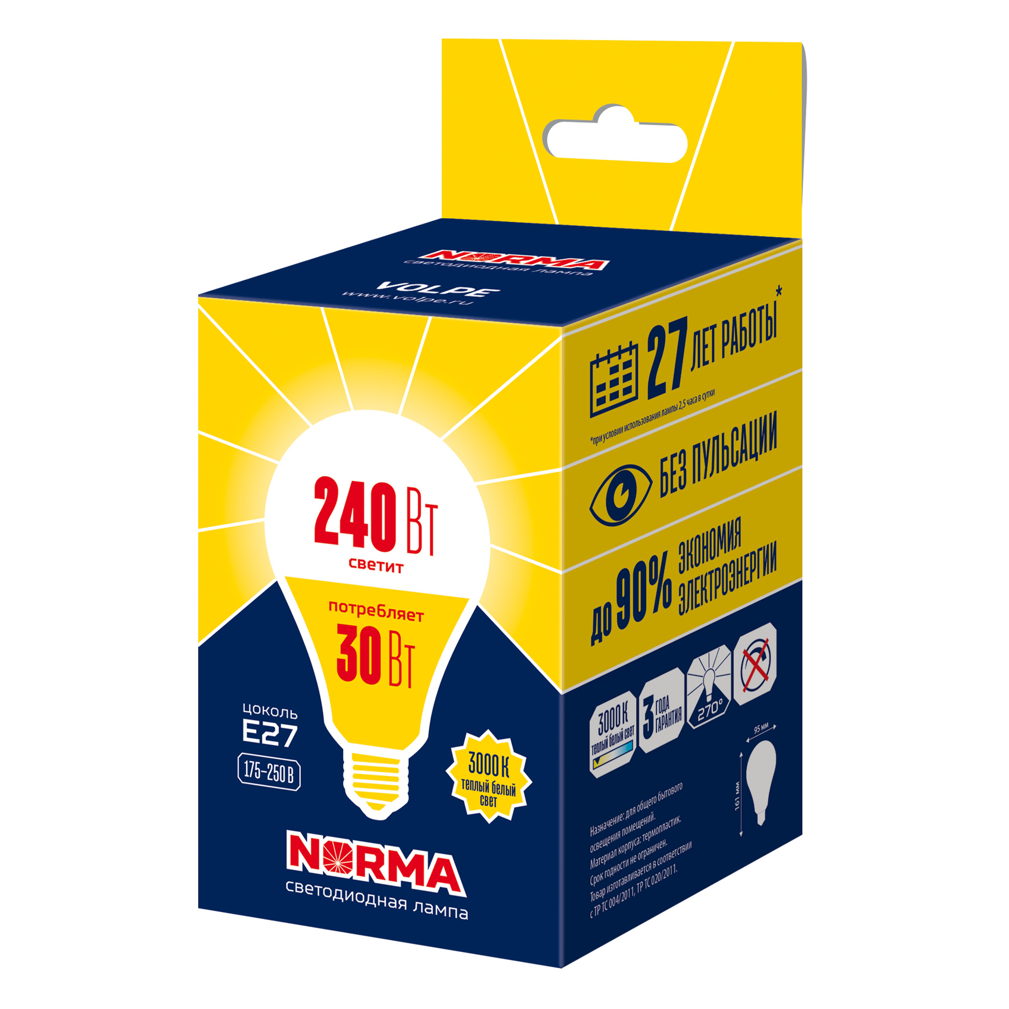 LED-A95-30W/3000K/E27/FR/NR картон