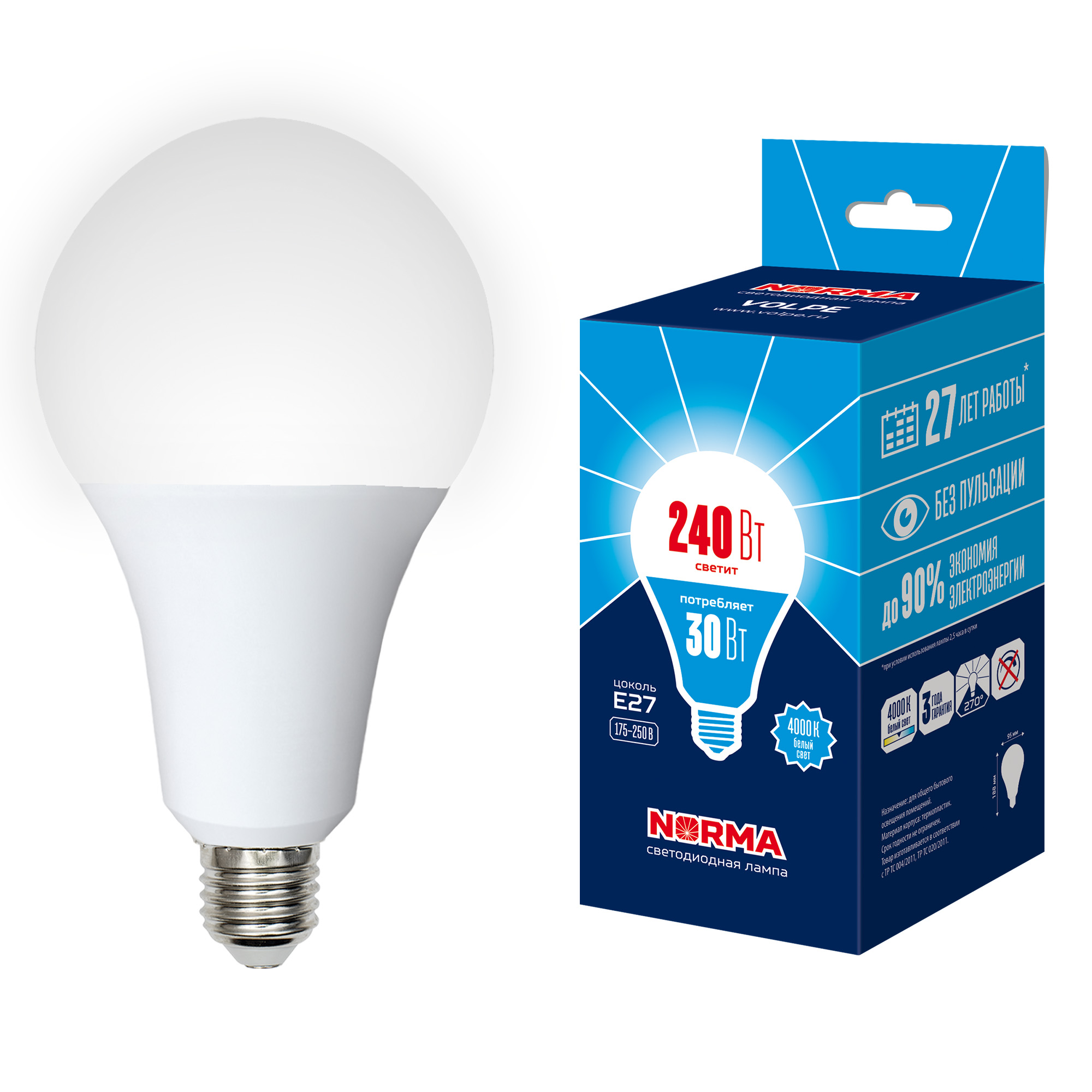 LED-A95-30W/4000K/E27/FR/NR картон