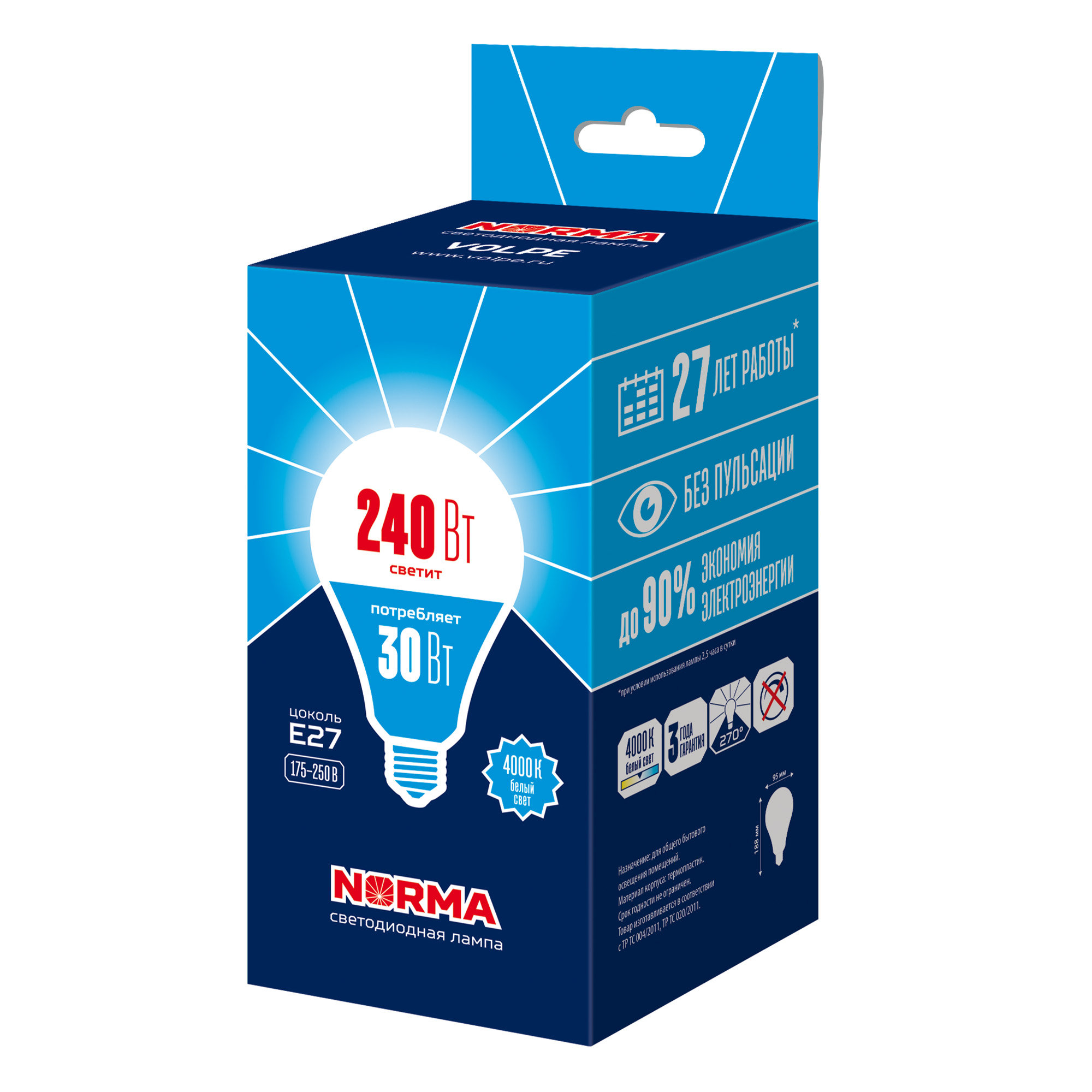 LED-A95-30W/4000K/E27/FR/NR картон
