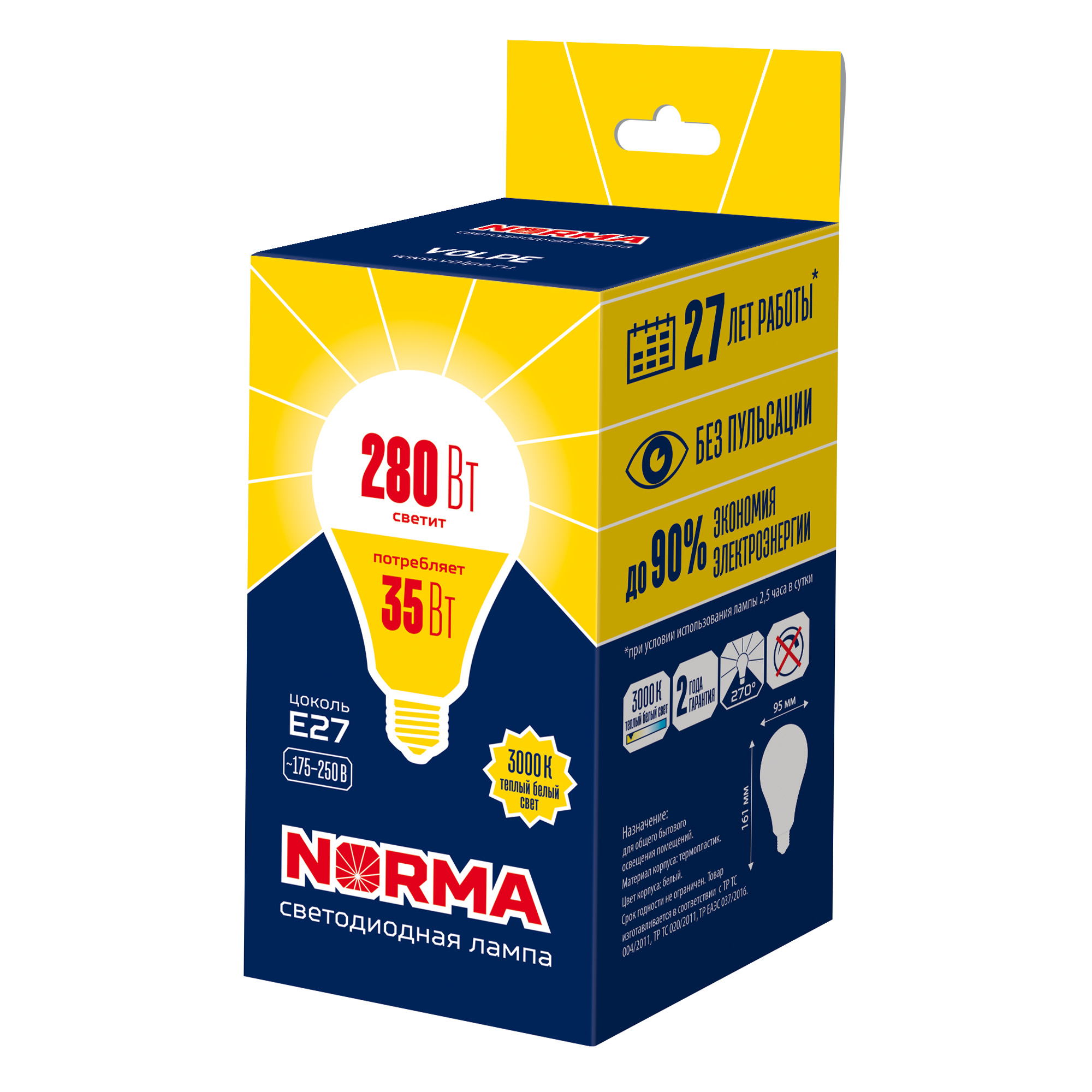 LED-A95-35W/3000K/E27/FR/NR картон
