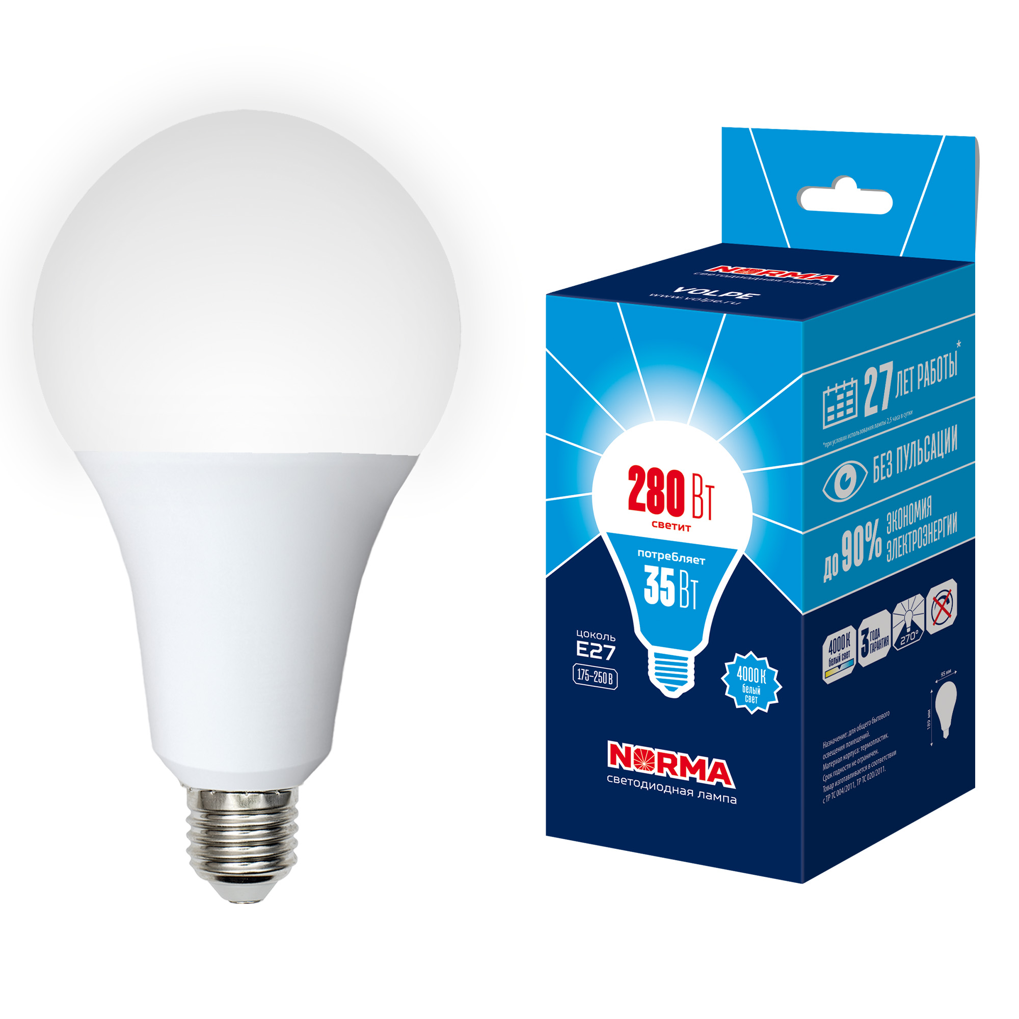 LED-A95-35W/4000K/E27/FR/NR картон