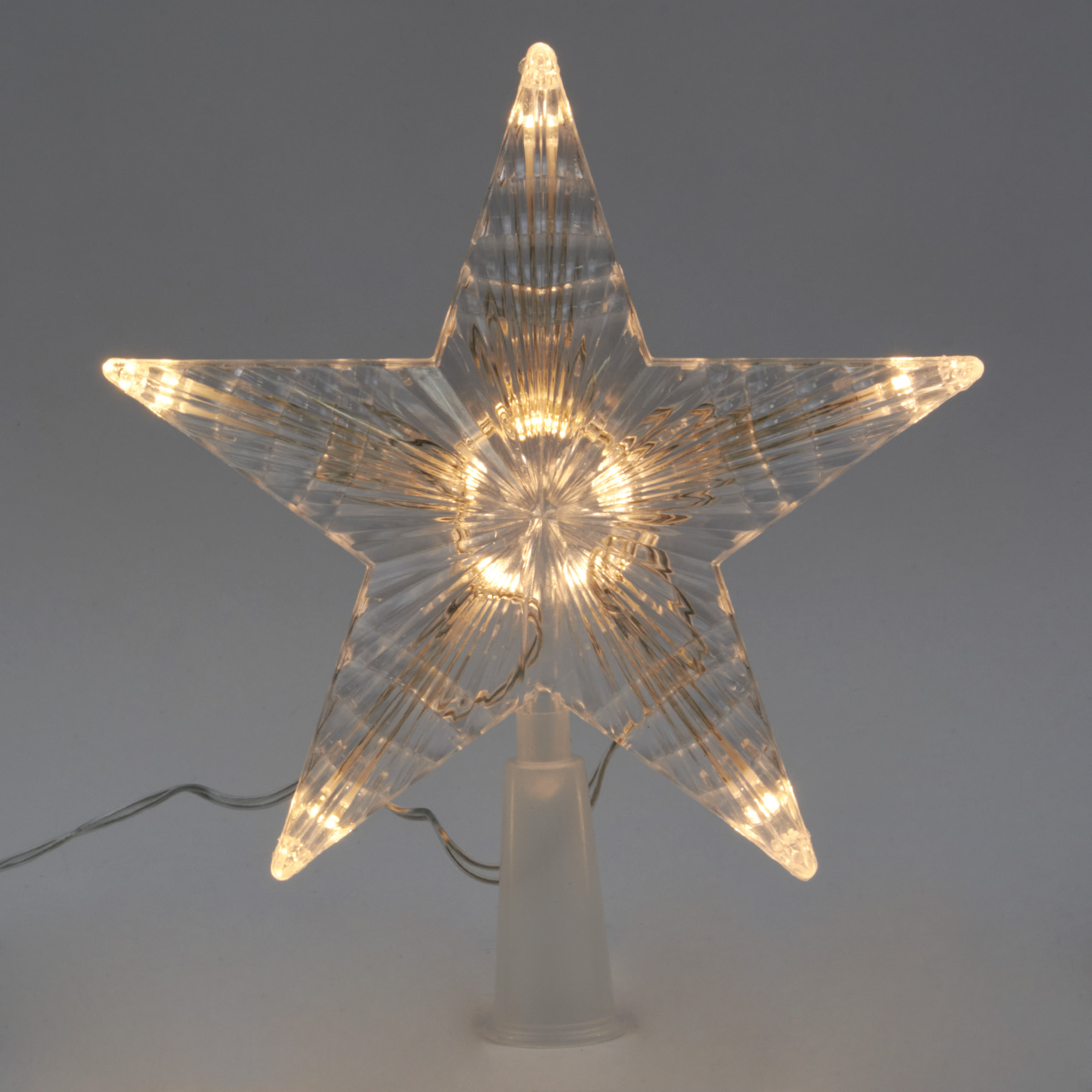 ULD-H1515-010-STB-2AA WARM WHITE STAR-2 Украшение светодиодное для ёлки Звезда-2. 15см. на батарейках не в-к. 10 светодиодов. Теплый белый свет. Прозрачный провод. TM Uniel.