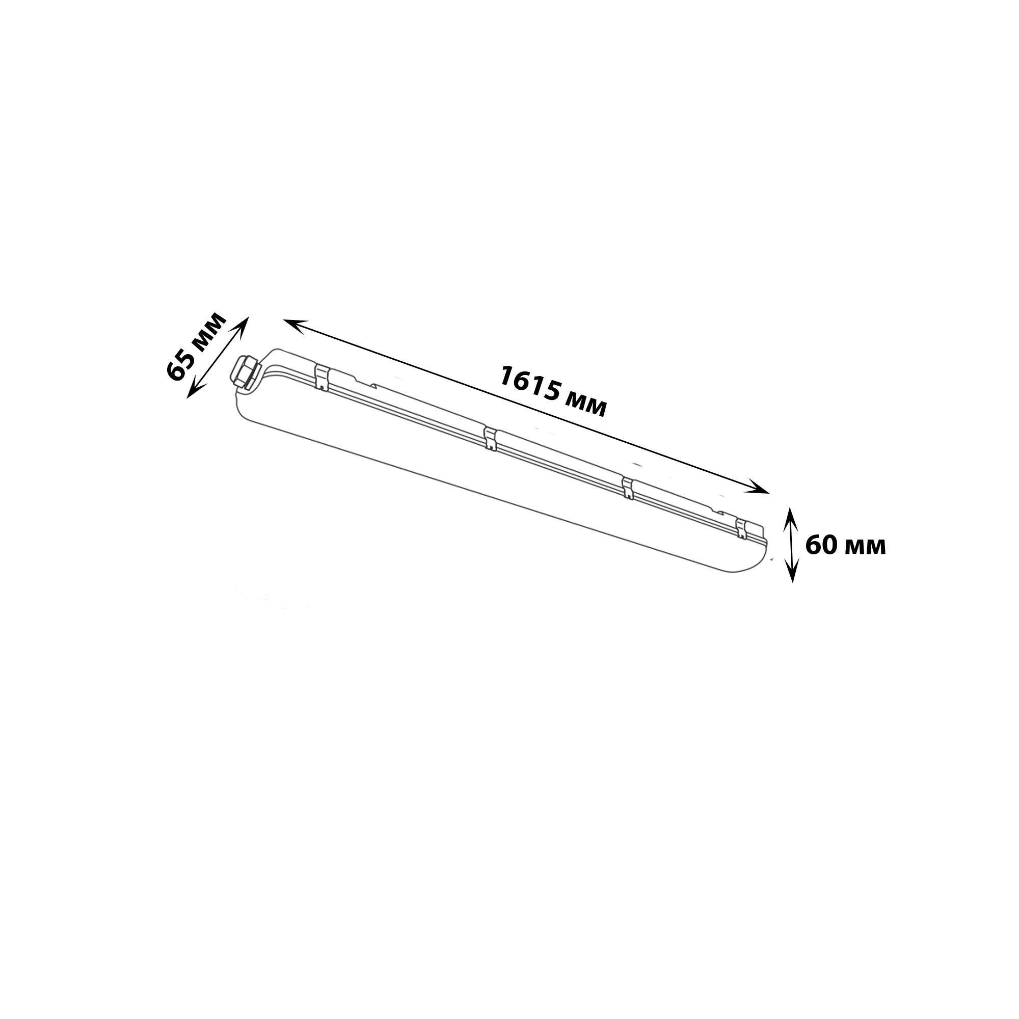 ULW-T41C T8x1-L156 IP65 WHITE Светильник линейный накладной. Без лампы. Цоколь G13. под LED лампу Т8 ЛПО 1х58. TM Uniel.