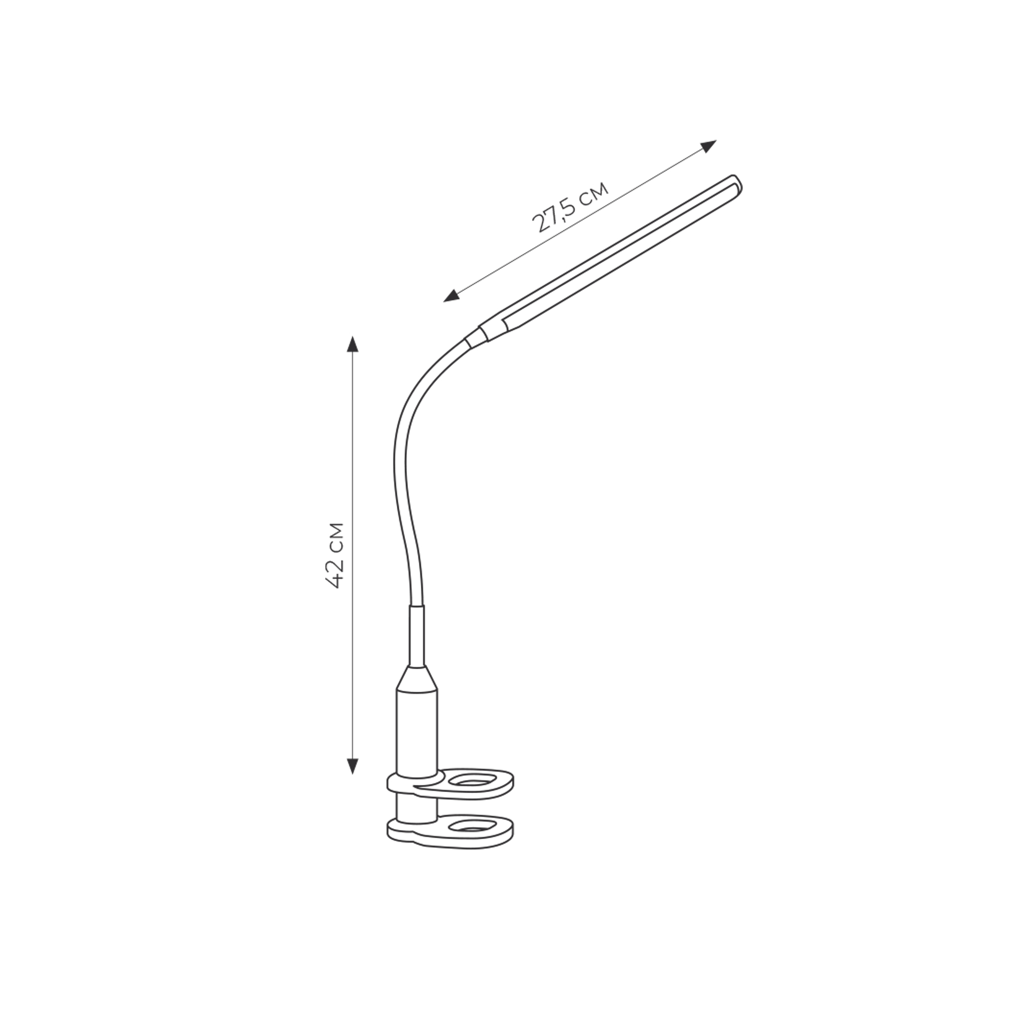 TLD-572 White-LED-500Lm-4500K-Dimmer Светильник настольный светодиодный на струбцине. 7W. Сенсорный выключатель. Диммер. Белый. ТМ Uniel