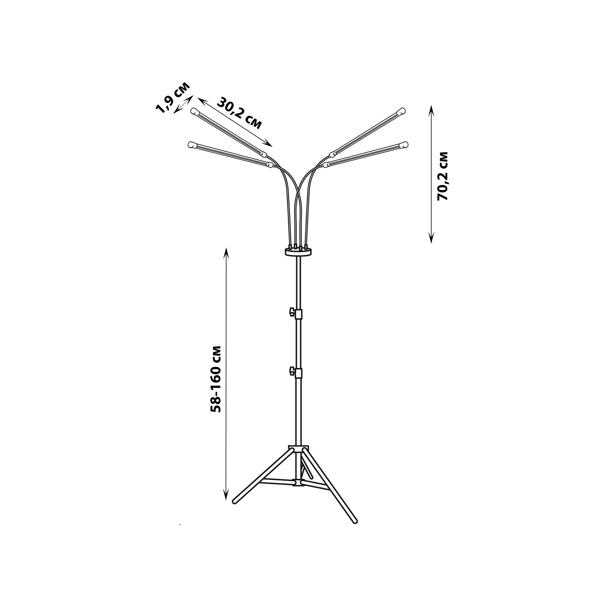 ULT-P32-36W-SPLE-TM-40 IP40 BLACK QUAD Светильник для растений светодиодный с таймером. на штативе. Спектр для фотосинтеза. TM Uniel