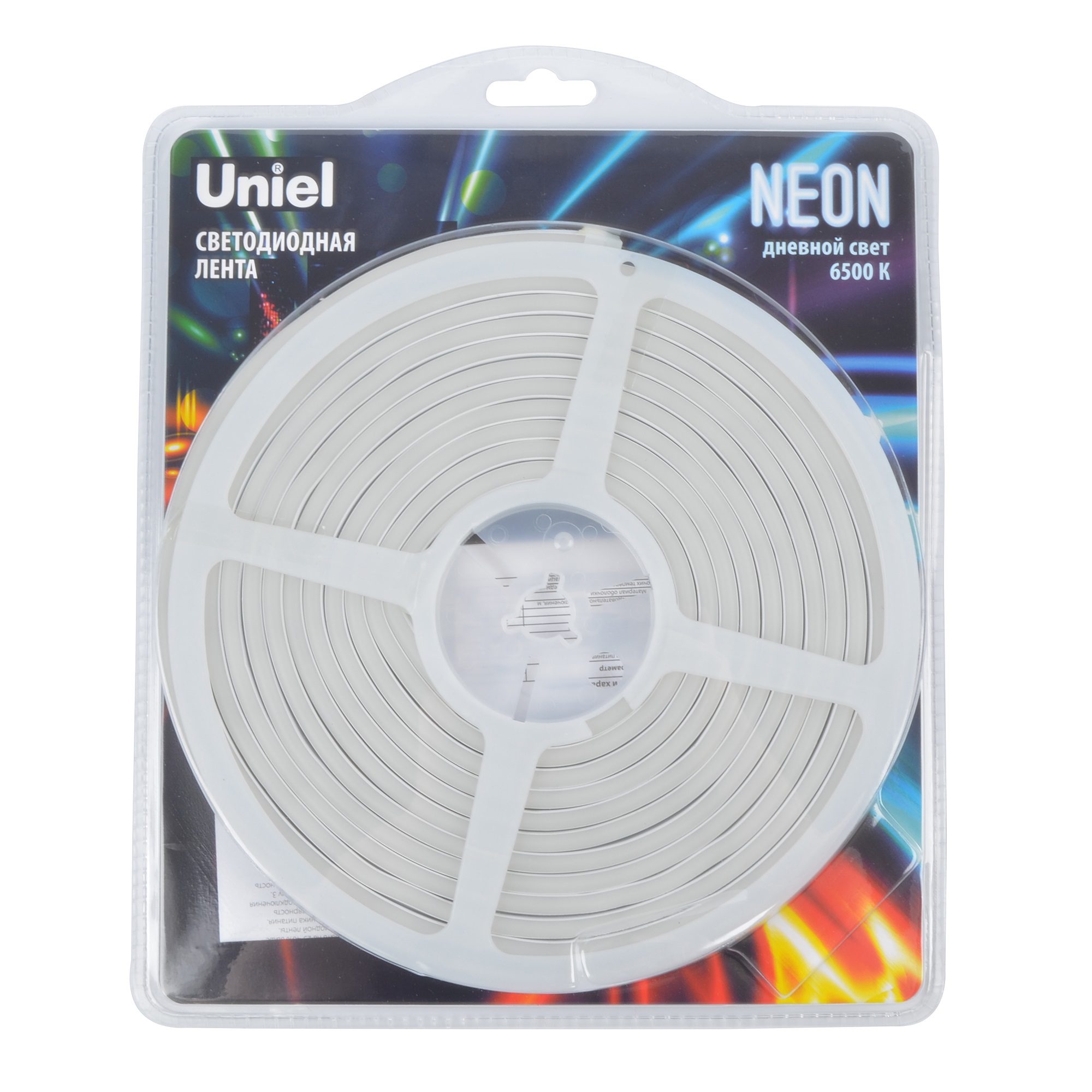ULS-N01-2835-120LED-m-6mm-IP67-DC12V-9W-m-5M-6500K Светодиодная гибкая герметичная лента. NEON. Катушка 5м. в блистере. Дневной белый свет 6500K. ТМ Uniel