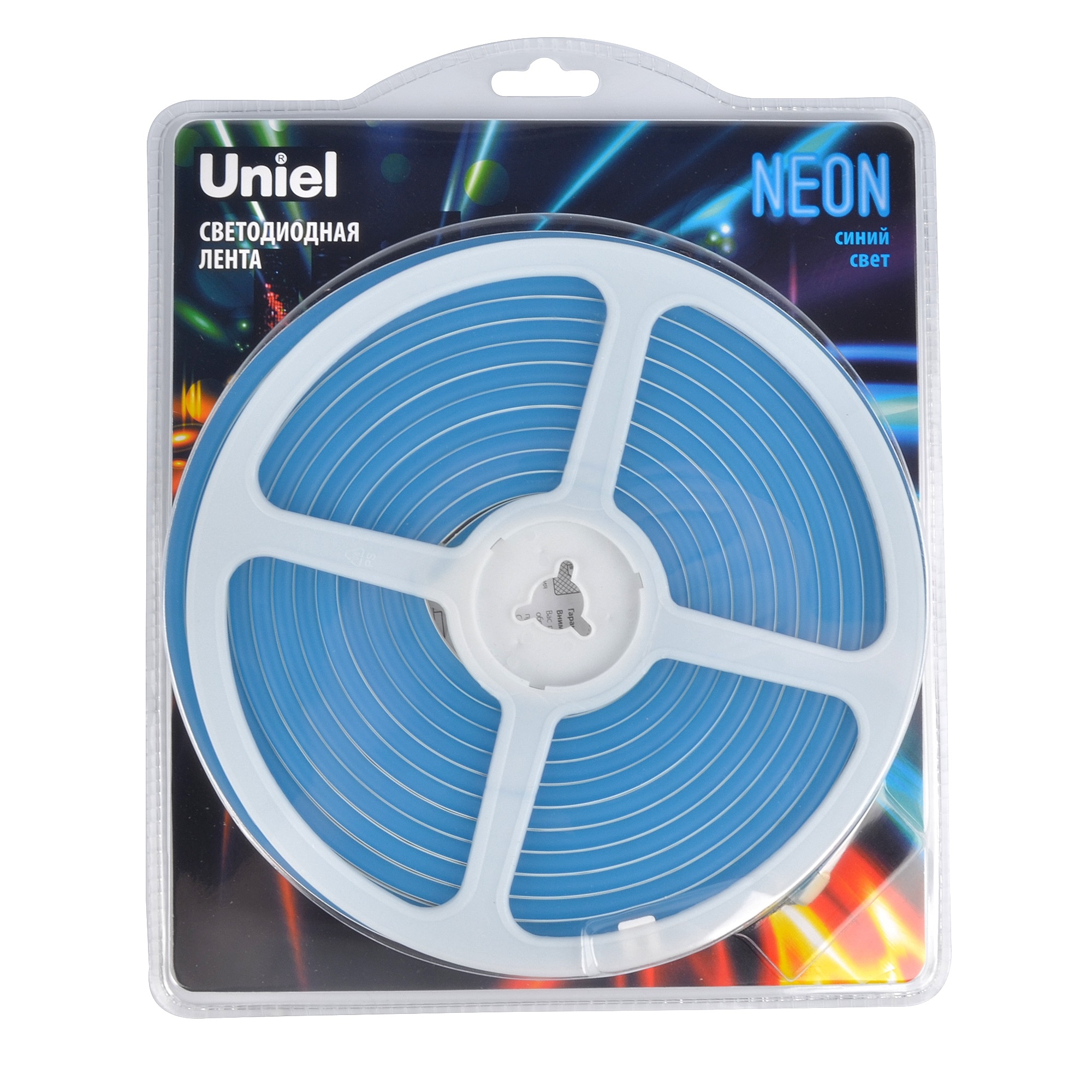 ULS-N01-2835-120LED-m-6mm-IP67-DC12V-9W-m-5M-BLUE Гибкая светодиодная лента. NEON. Катушка 5м. в блистере. Синий свет. ТМ Uniel