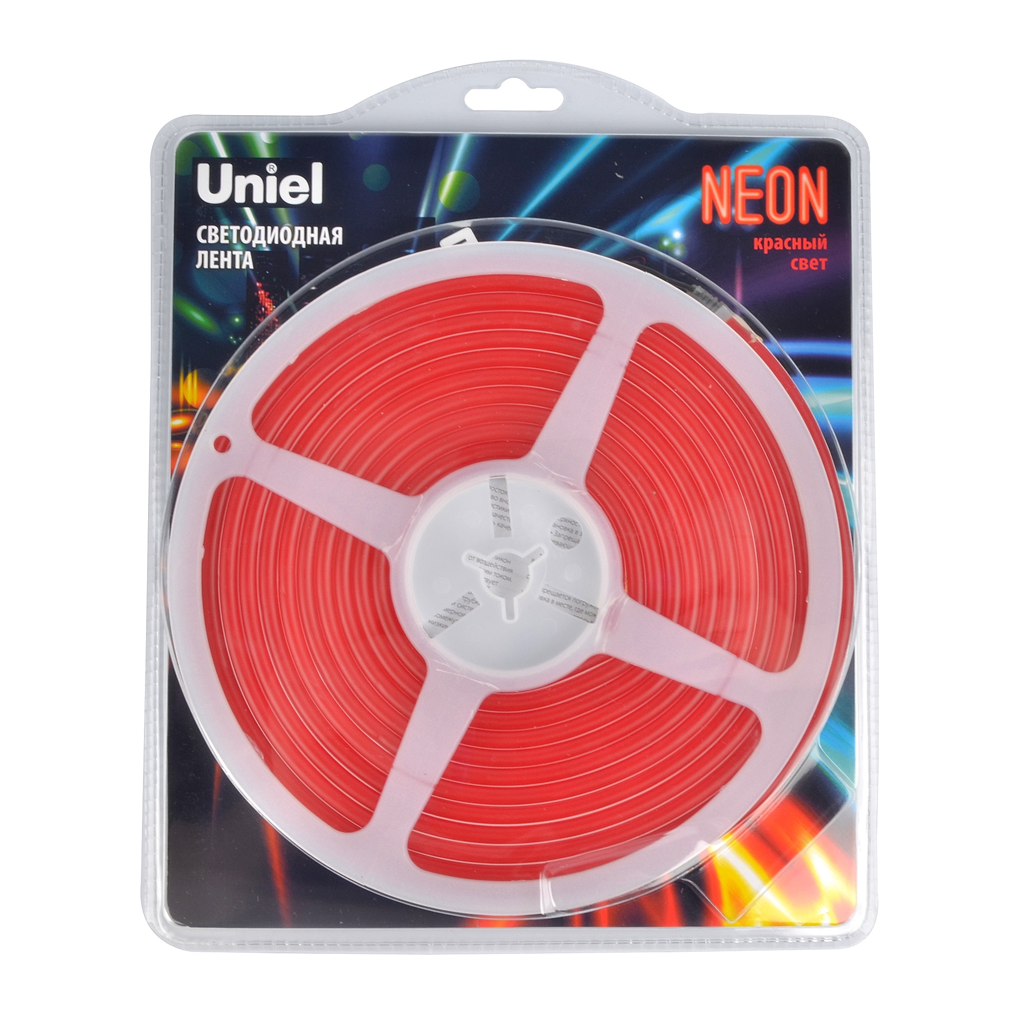 ULS-N01-2835-120LED-m-6mm-IP67-DC12V-9W-m-5M-RED Гибкая светодиодная лента. NEON. Катушка 5м. в блистере. Красный свет. ТМ Uniel