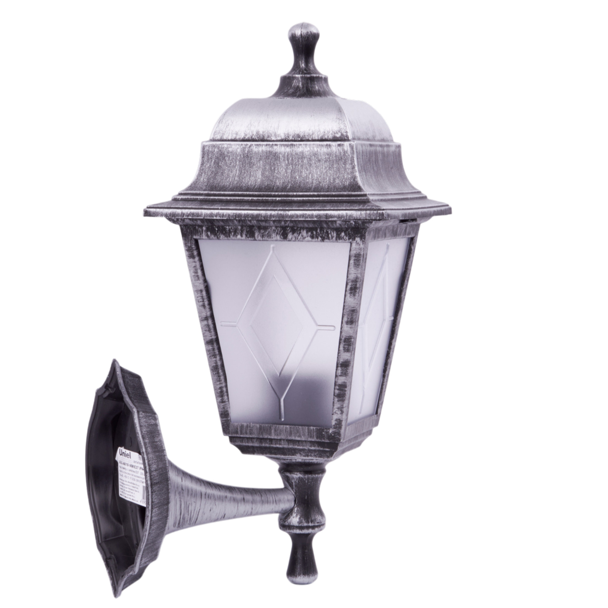 UUL-A01S 60W-E27 IP44 BLACK SILVER Светильник уличный. под лампу Е27. Архитектурный накладной. Корпус темно-серебристый. TM Uniel