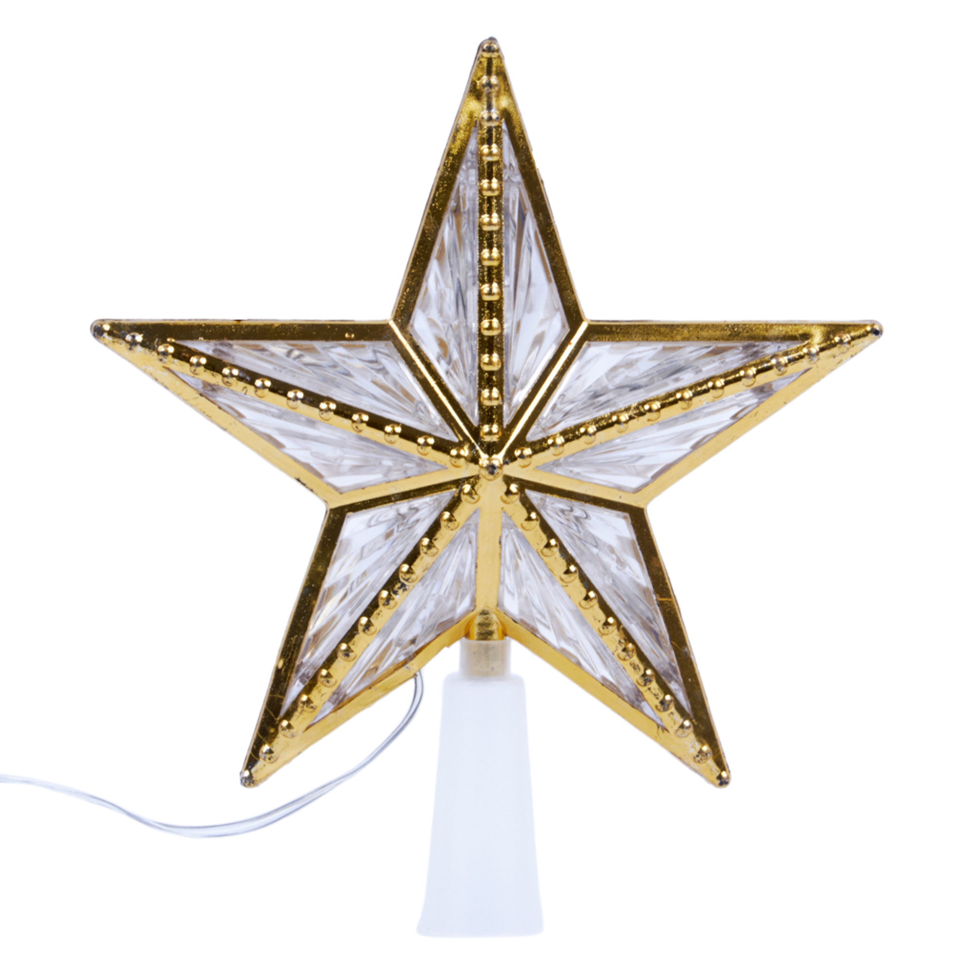 ULD-H1515-010-DTB-2AA MULTI STAR-4 Украшение светодиодное для ёлки Звезда-4 на батарейках 2АА не в-к. 15 см. 10 светодиодов. Разноцветный свет. Прозрачный провод. TM Uniel