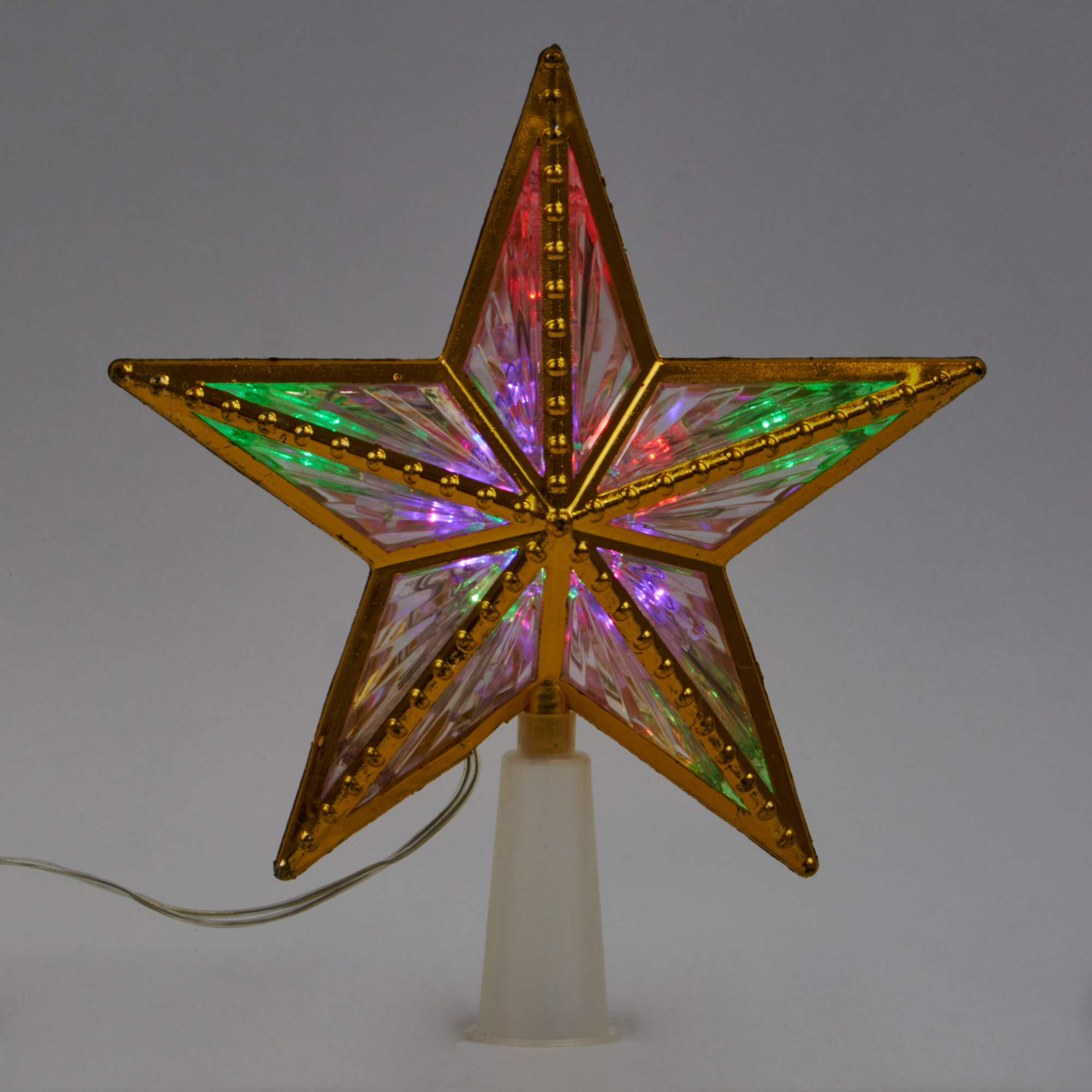 ULD-H1515-010-DTB-2AA MULTI STAR-4 Украшение светодиодное для ёлки Звезда-4 на батарейках 2АА не в-к. 15 см. 10 светодиодов. Разноцветный свет. Прозрачный провод. TM Uniel