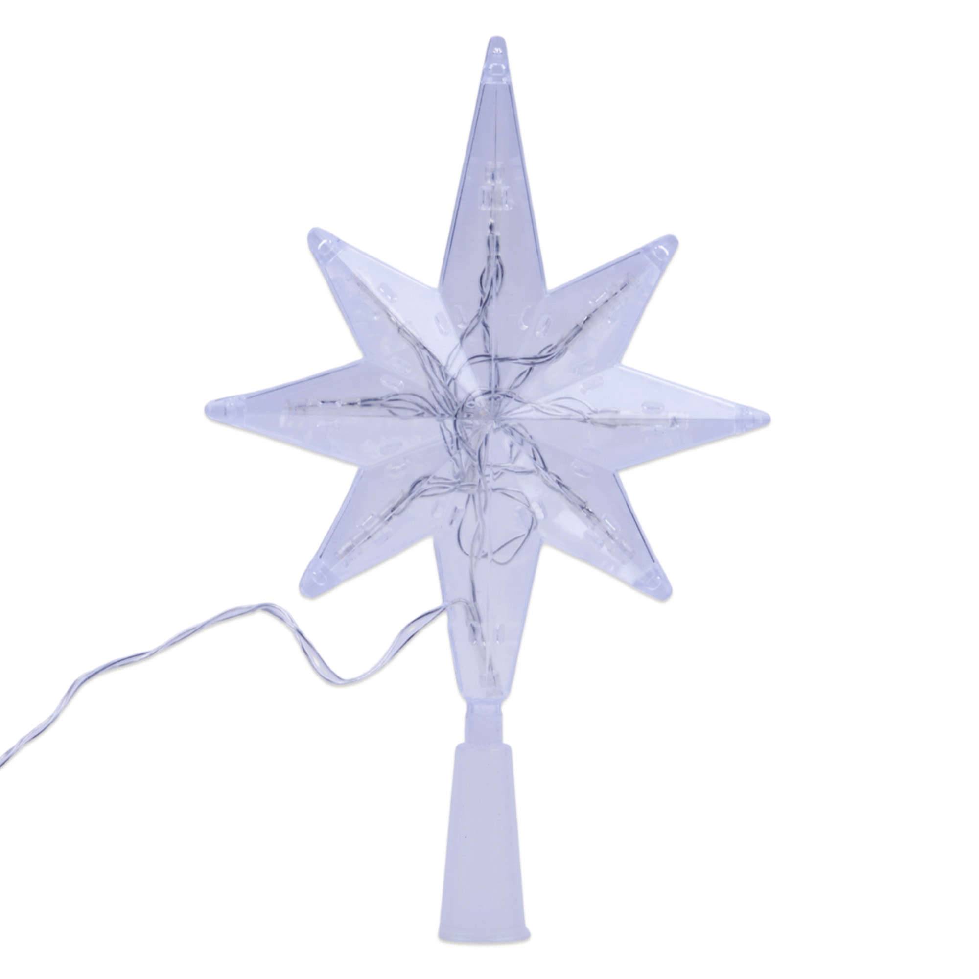 ULD-H1525-009-STB-2AA WARM WHITE STAR-5 Украшение светодиодное для ёлки Звезда-5 на батарейках 2АА не в-к. 15x25 см. 9 светодиодов. Теплый белый свет. Прозрачный провод. TM Uniel