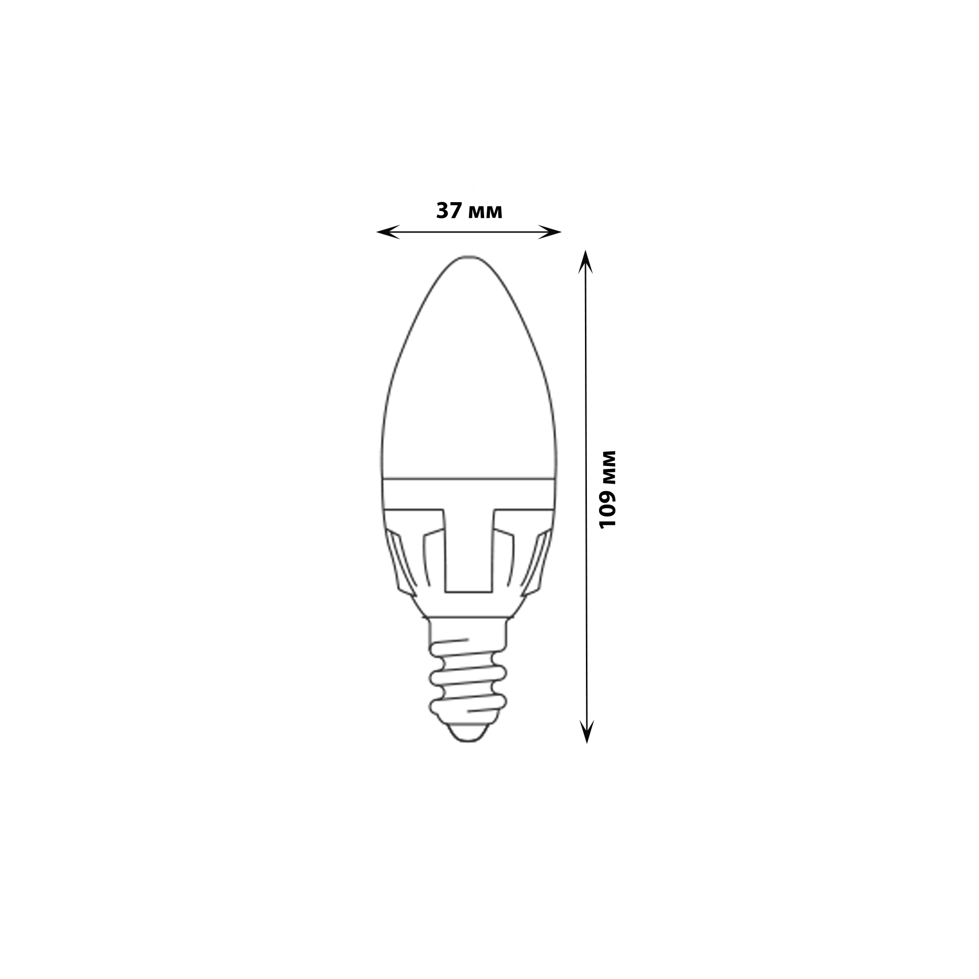 LED-C37 7W-6500K-E14-FR PLP01WH Лампа светодиодная. Форма свеча. матовая. Серия ЯРКАЯ. Дневной белый свет 6500K. Картон. ТМ Uniel