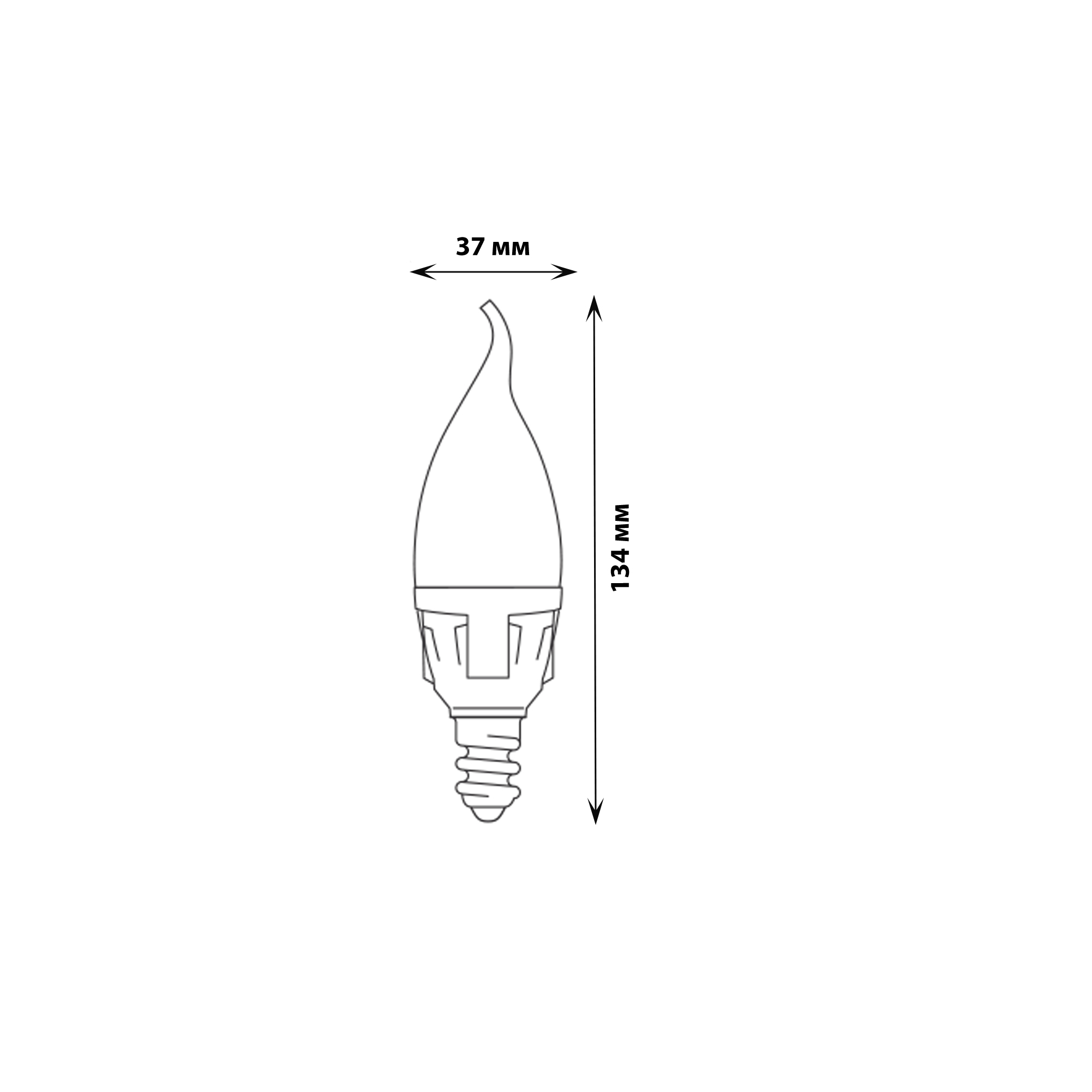 LED-CW37 7W-6500K-E14-FR PLP01WH Лампа светодиодная. Форма свеча на ветру. матовая. Серия ЯРКАЯ. Дневной белый свет 6500K. Картон. ТМ Uniel